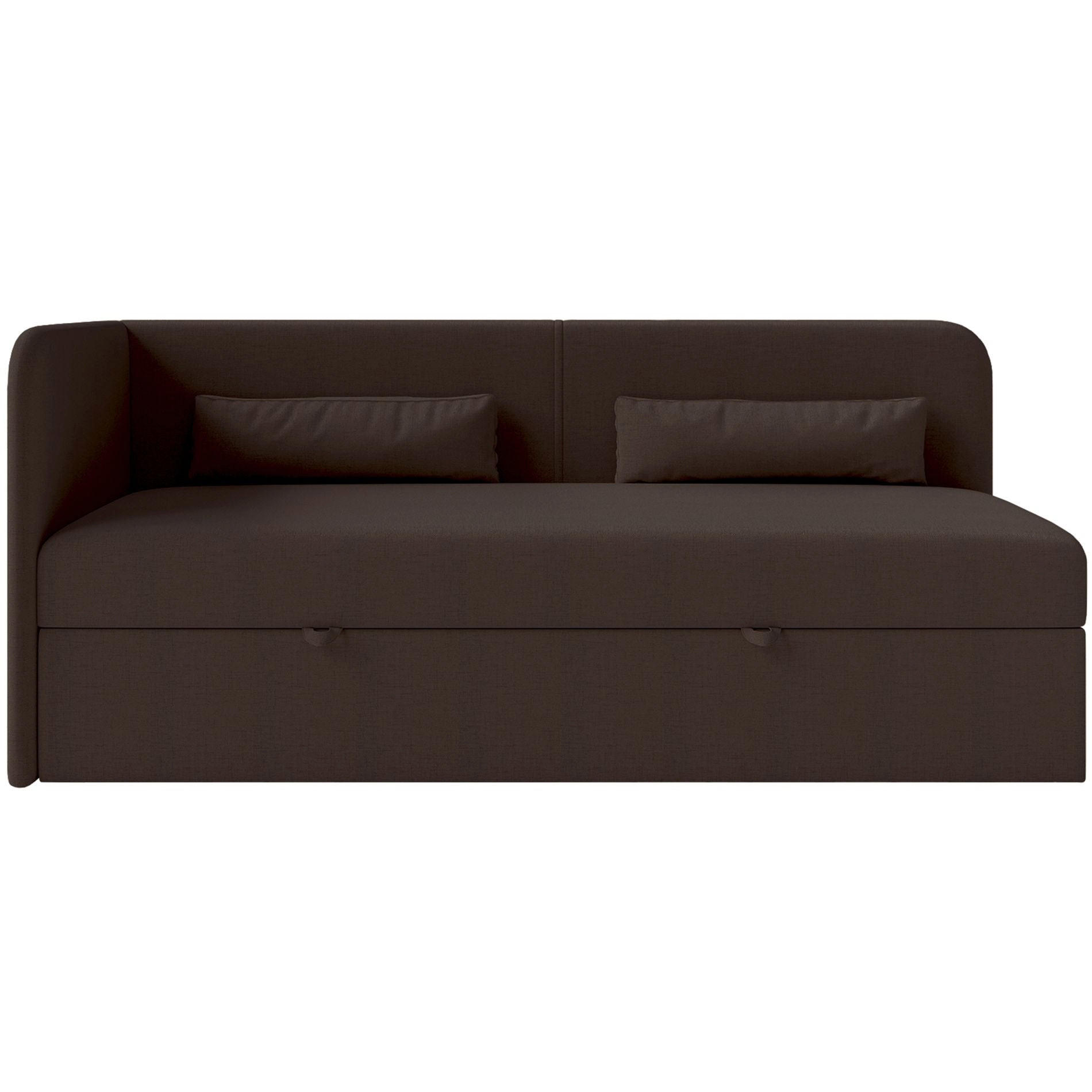 JUGENDBETT Calmmo Dunkelbraun mit Chenille-Bezug, Kopfteil links - Dunkelbraun, Textil (90/200cm) - Selsey