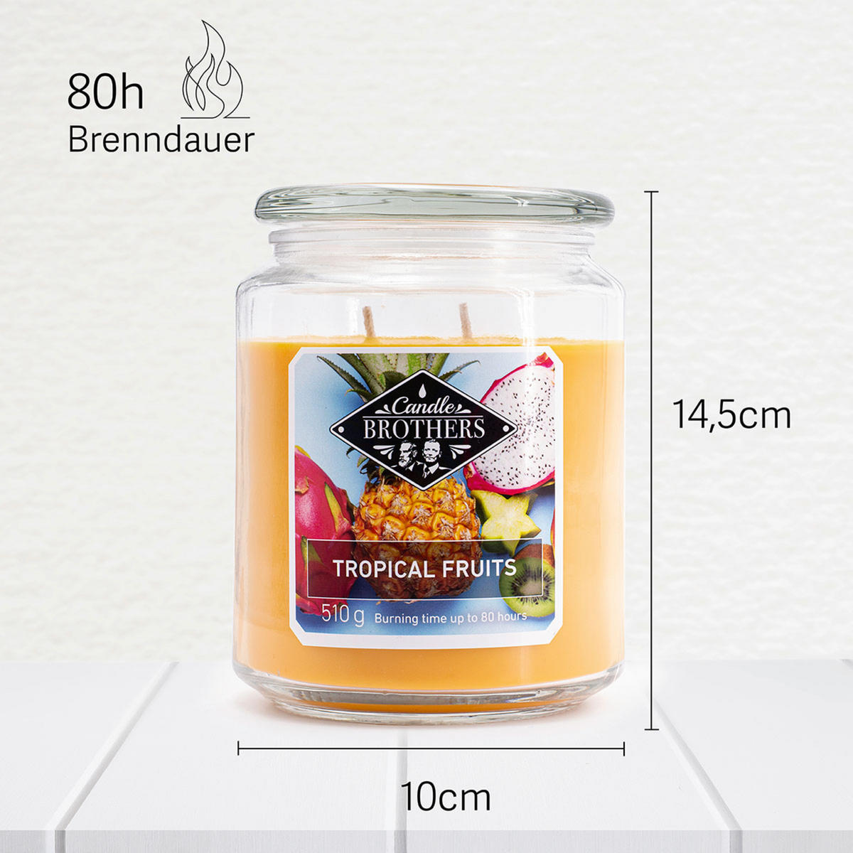 DUFTKERZE CandleBrothers - Gelb, Glas/Naturmaterialen (13cm)