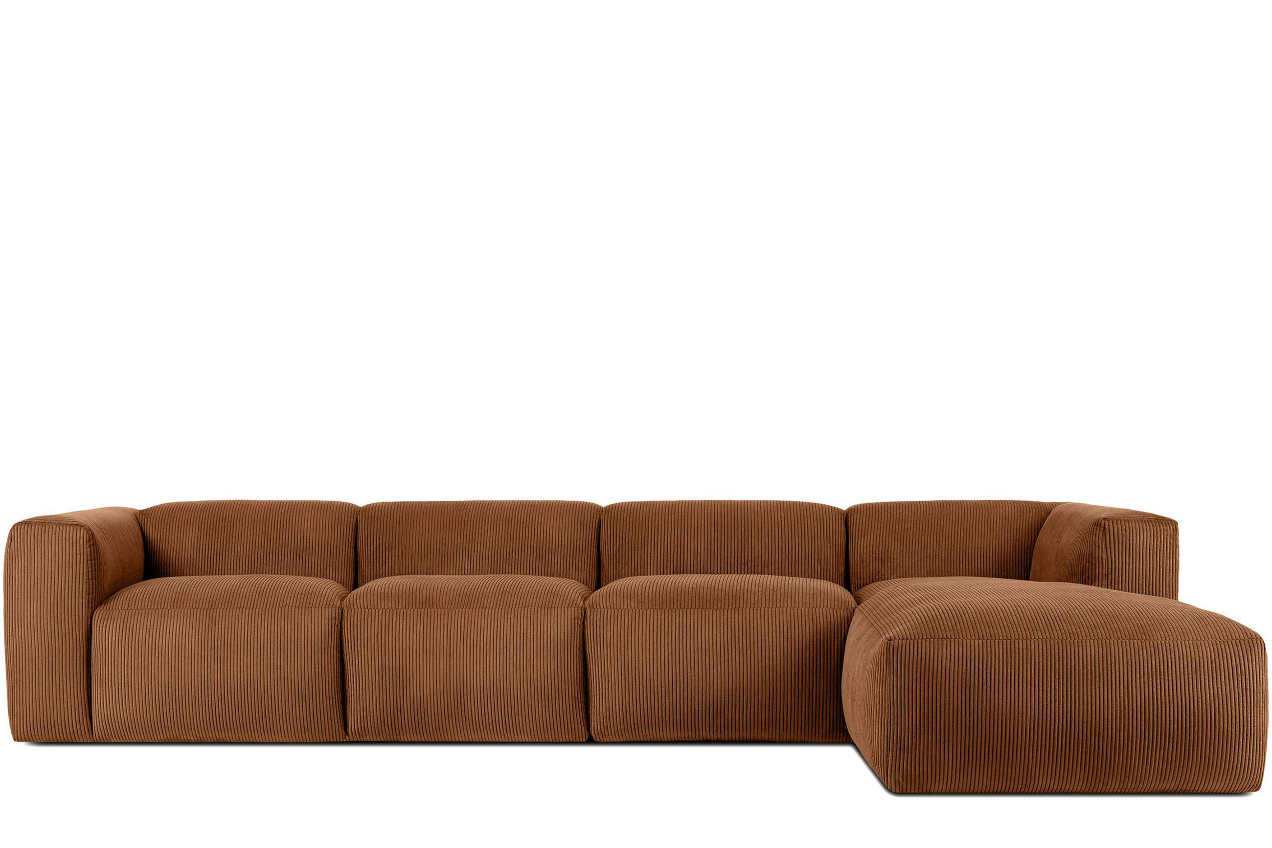 ECKMODULSOFA-RECHTS BUFFO 6-Sitzer mit extrem weicher Sitzfläche, Kordstoff, ore - Orange, Textil (377/180cm) - KONSIMO®