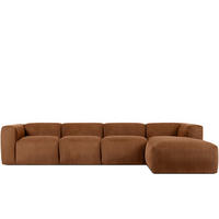 ECKMODULSOFA-RECHTS BUFFO 6-Sitzer mit extrem weicher Sitzfläche, Kordstoff, ore - Orange, Textil (377/180cm) - KONSIMO®