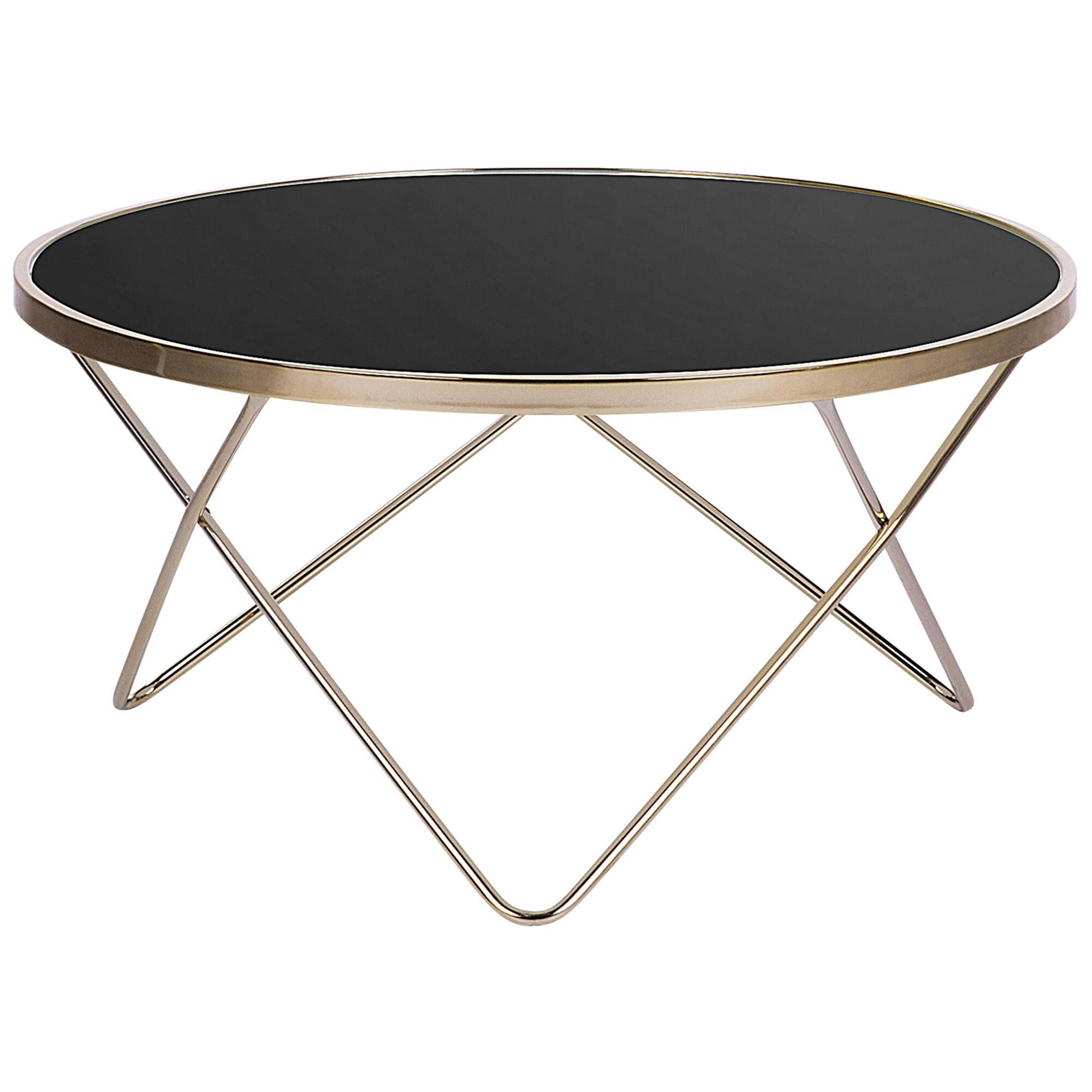 COUCHTISCH schwarz/gold 80 cm MERIDIAN Meridian - Goldfarben/Schwarz, Glas (80/80/40cm) - Beliani