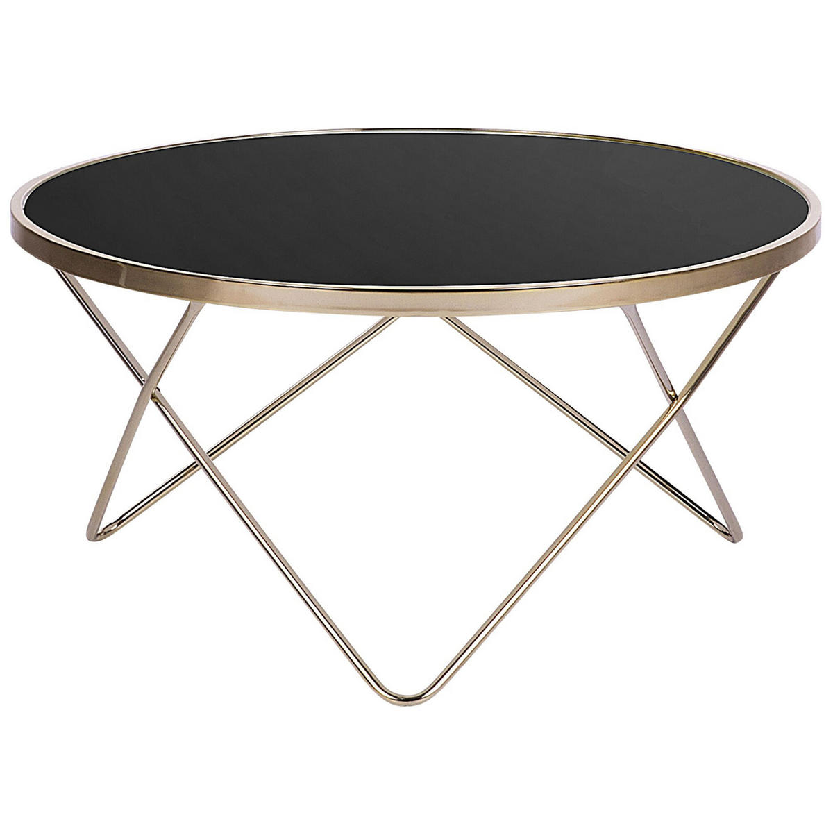 COUCHTISCH schwarz/gold 80 cm MERIDIAN Meridian - Goldfarben/Schwarz, Glas (80/80/40cm) - Beliani