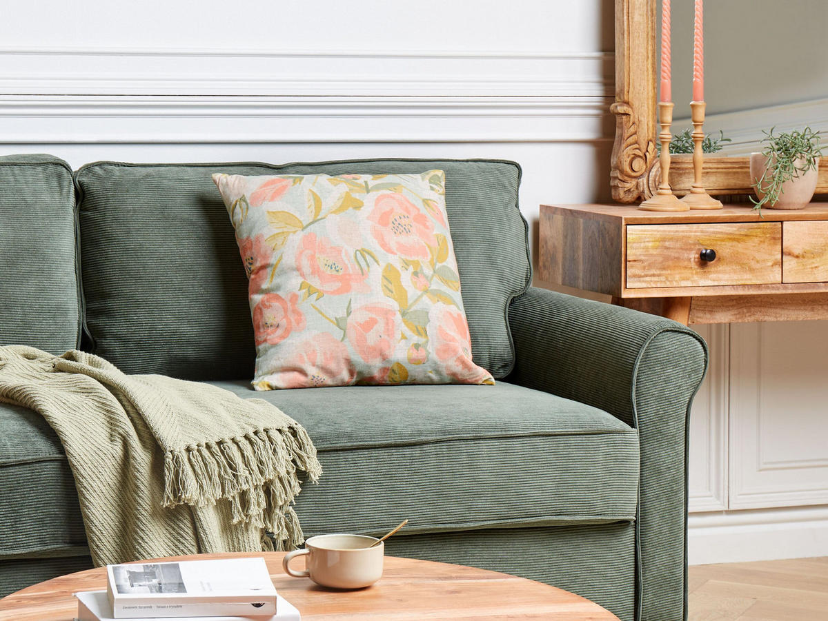 DEKOKISSEN Rosa 45/45 cm Zahriye - Blau/Pink, Textil (45/45cm) - Beliani