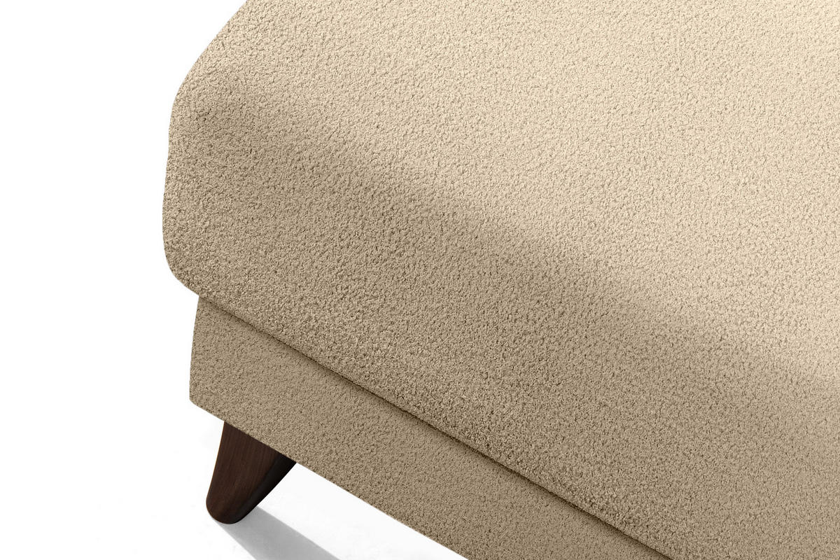 HOCKER GUSTAVO Bouclé, Beige - Beige, Holz/Holzwerkstoff (92/49/92cm) - KONSIMO®