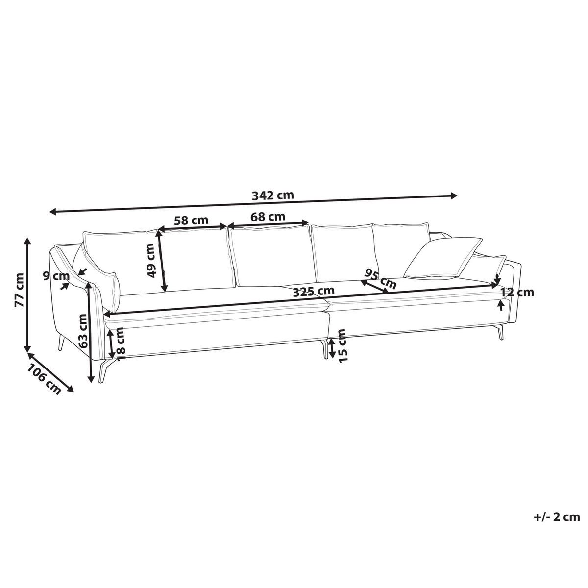4-SITZER-SOFA Samtstoff Hellgrau Aure - Hellgrau, Textil (342/77/106cm) - Beliani