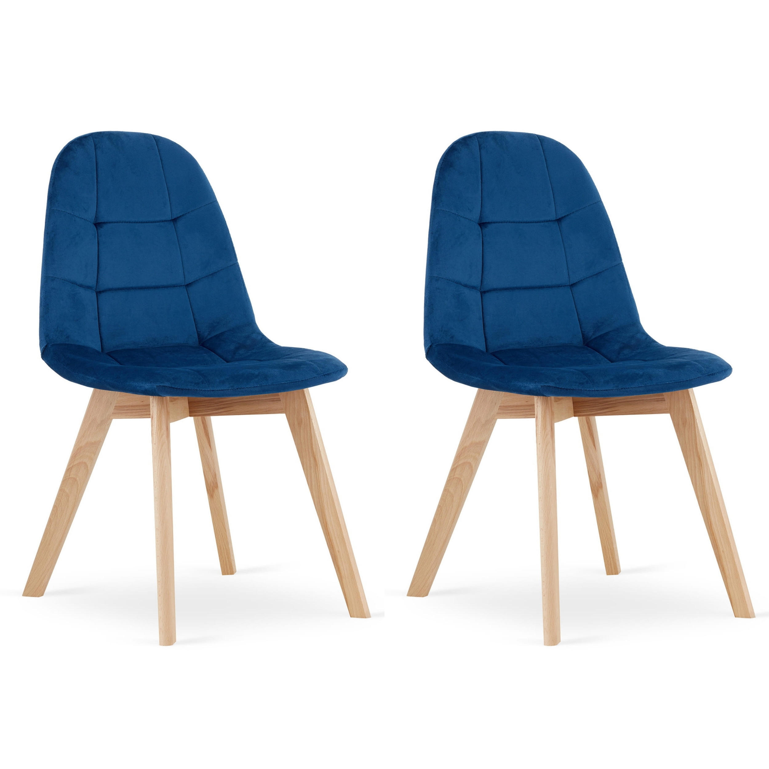 STUHL SORANO 2-er Set, Blau, mit Samtstoff gepolstert - Blau, Holz/Textil (45/82/54cm) - Komodee