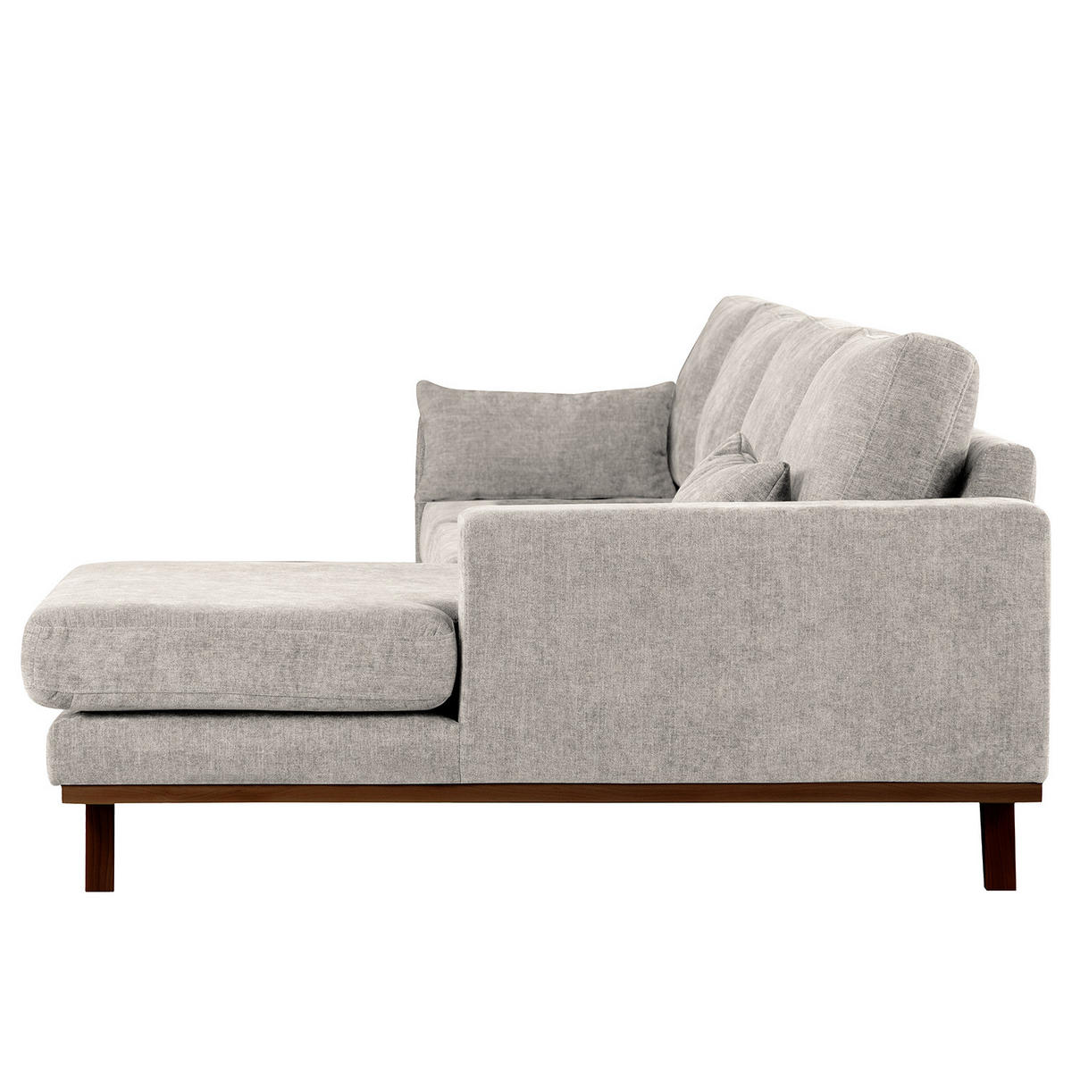 ECKSOFA mit Longchair - Buchefarben/Grau, Textil (281/153cm) - home24