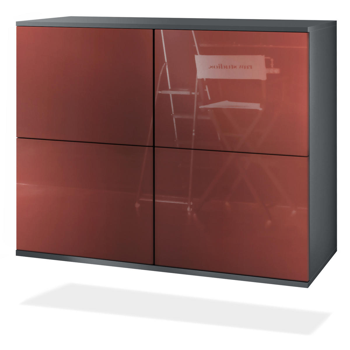 KOMMODE Rova Bordeaux Hochglanz - Bordeaux, Holzwerkstoff (92.5/73.5/35cm) - Vladon