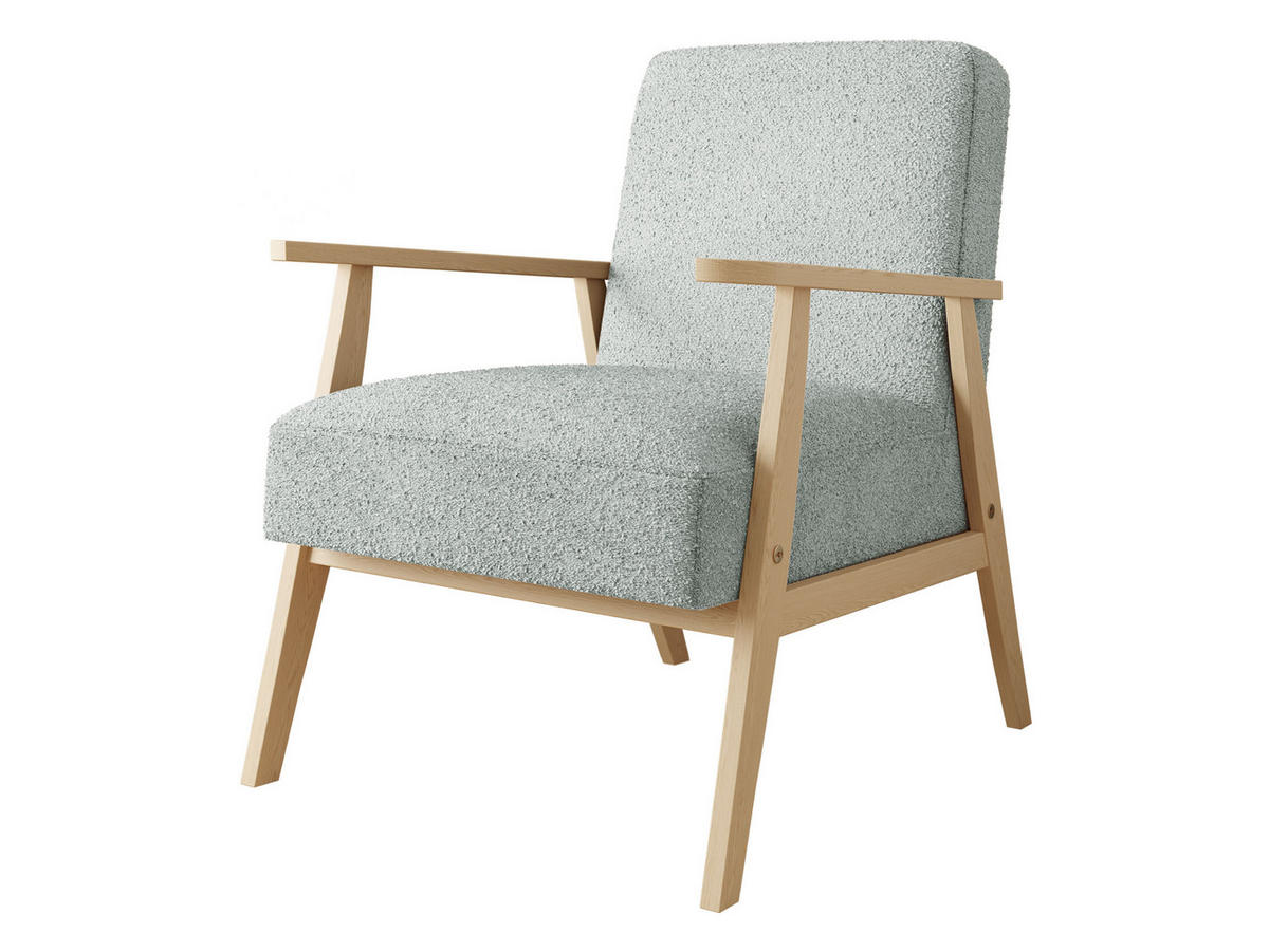 SESSEL Retro Boucle - Naturfarben/Grau, Holz/Textil (59/76/67cm) - MIRJAN24
