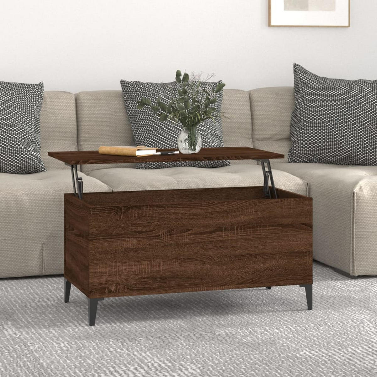 COUCHTISCH Braun Eichen-Optik 90x44,5x45 cm Holzwerkstoff - Braun, Holzwerkstoff (90/44.5/45cm) - furnicato