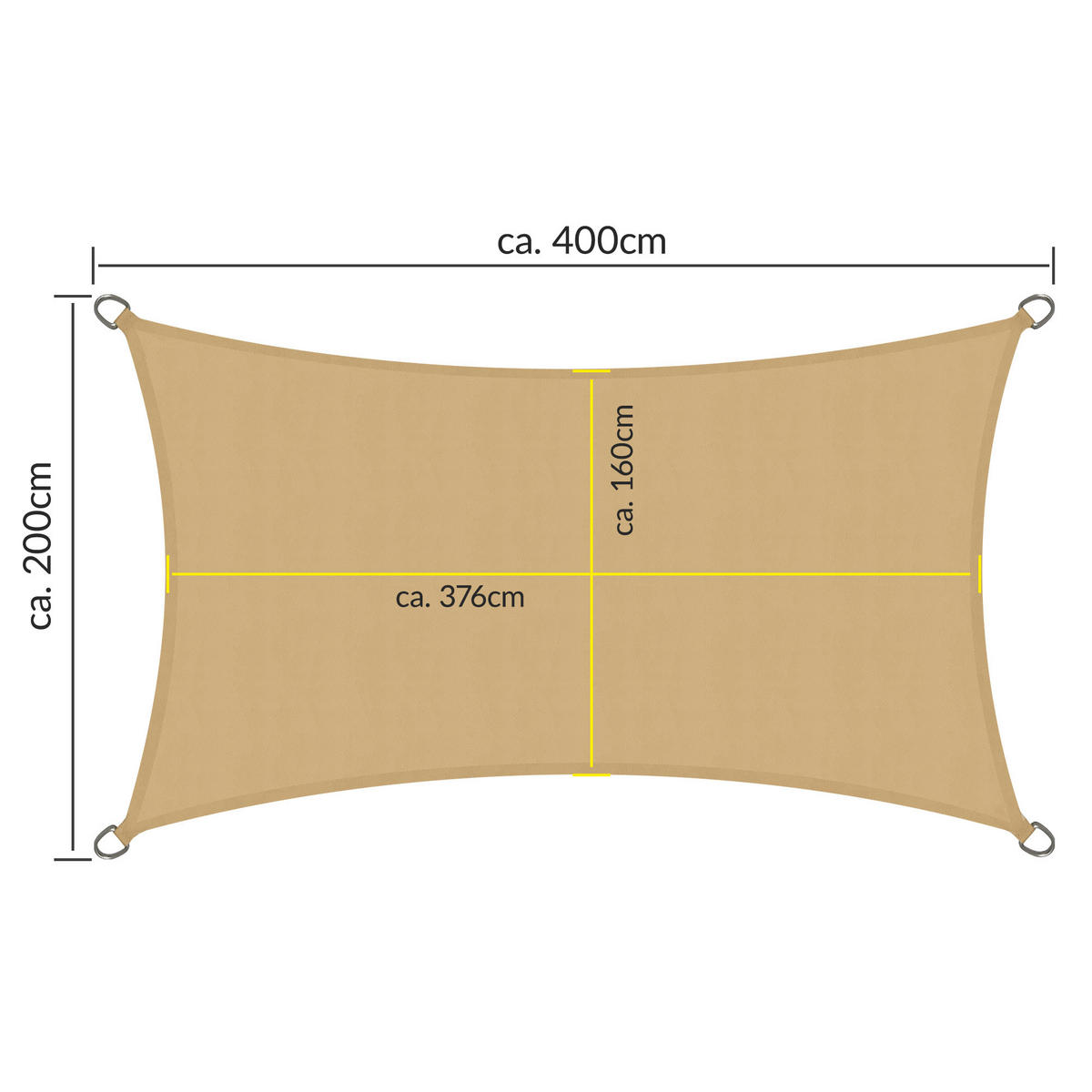 SONNENSEGEL SolVision PS9 200/400 cm rechteckig Sand PE - Sandfarben, Kunststoff (400/200cm) - Sol Royal
