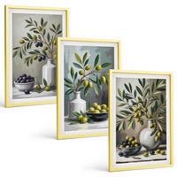BILDER SET 3er Set - 40x60 cm Goldrahmen - Keramik olivgrau - Goldfarben, Kunststoff (40/60cm) - TULUP