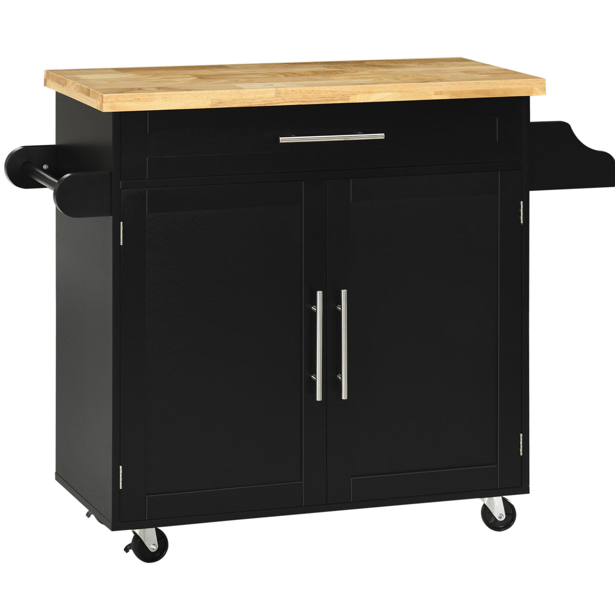 KÜCHENWAGEN 109/40/89 cm in Schwarz mit Schublade und Gewürzregal - Schwarz, Holz (109/89/40cm) - Flora Grace