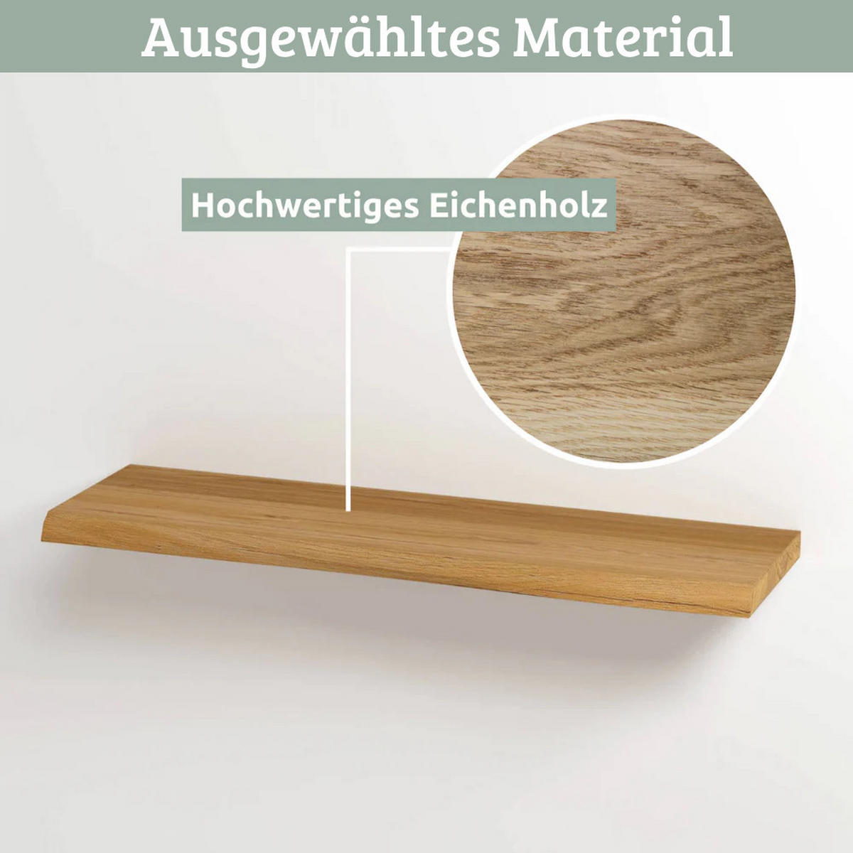 WANDREGAL 2er-Set Holz HYDI Eichenholz Massiv Mit Baumkante - Braun, Holz (70/4/22.2cm) - DELUKE