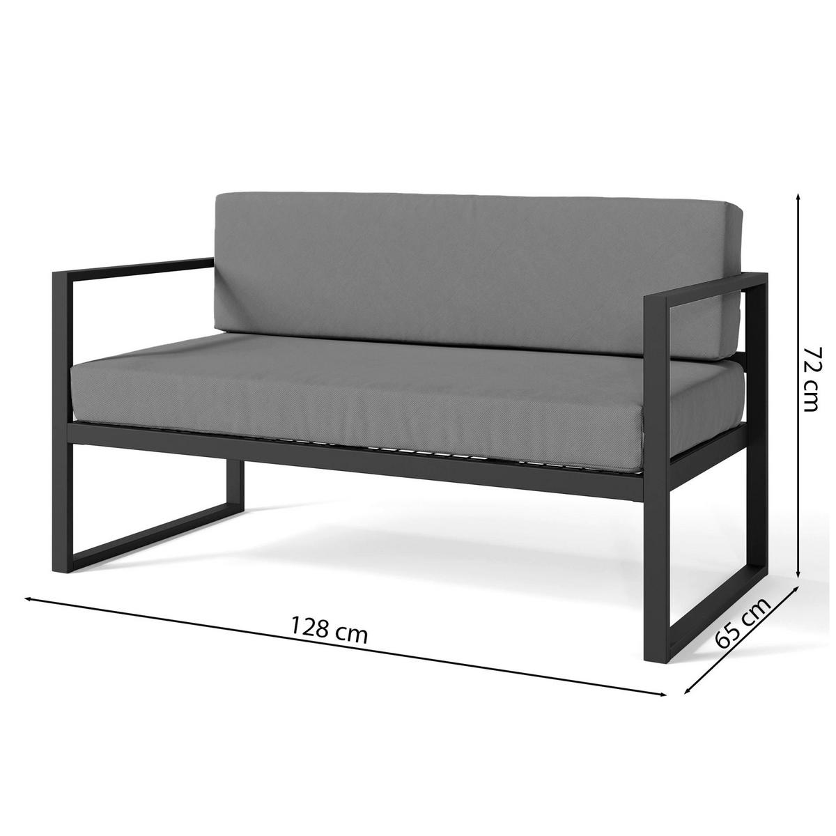 GARTEN-SOFA Dywilly Grau/Grau - Grau, Textil (128/72/65cm) - Selsey