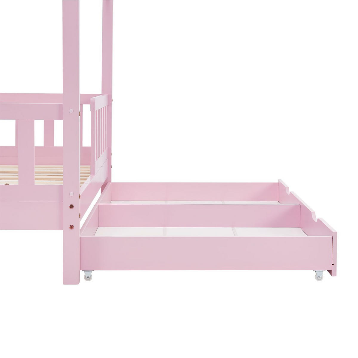 KINDERBETT Marli rosa 80x160 cm mit Bettkasten - Rosa, Holz (80/160cm) - Juskys