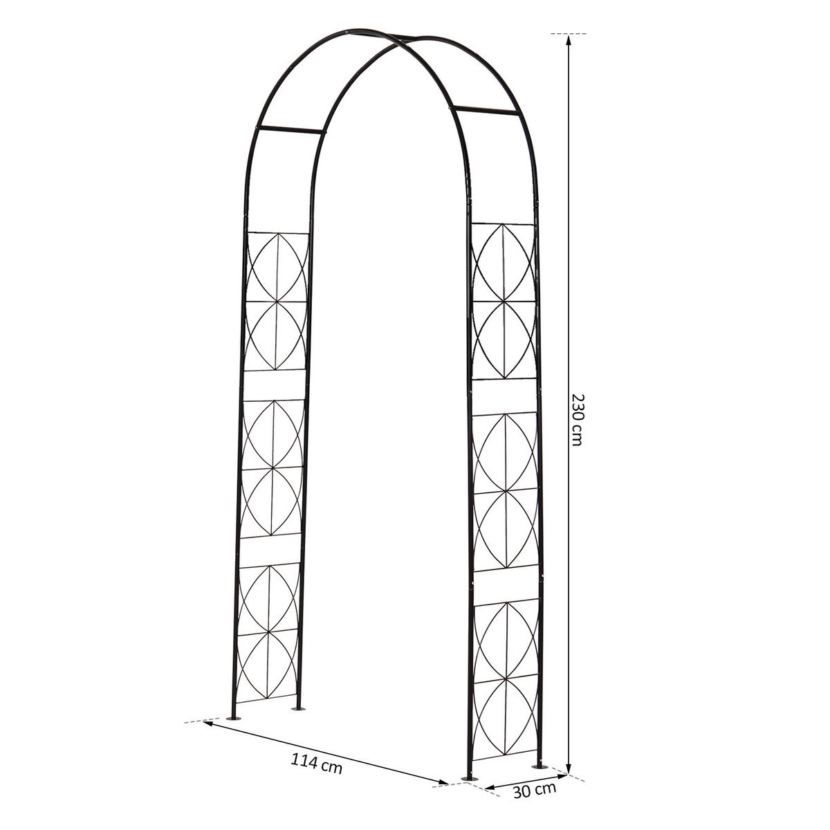 ROSENBOGEN, Metall, Schwarz - Schwarz, Metall (30/230/114cm) - Outsunny