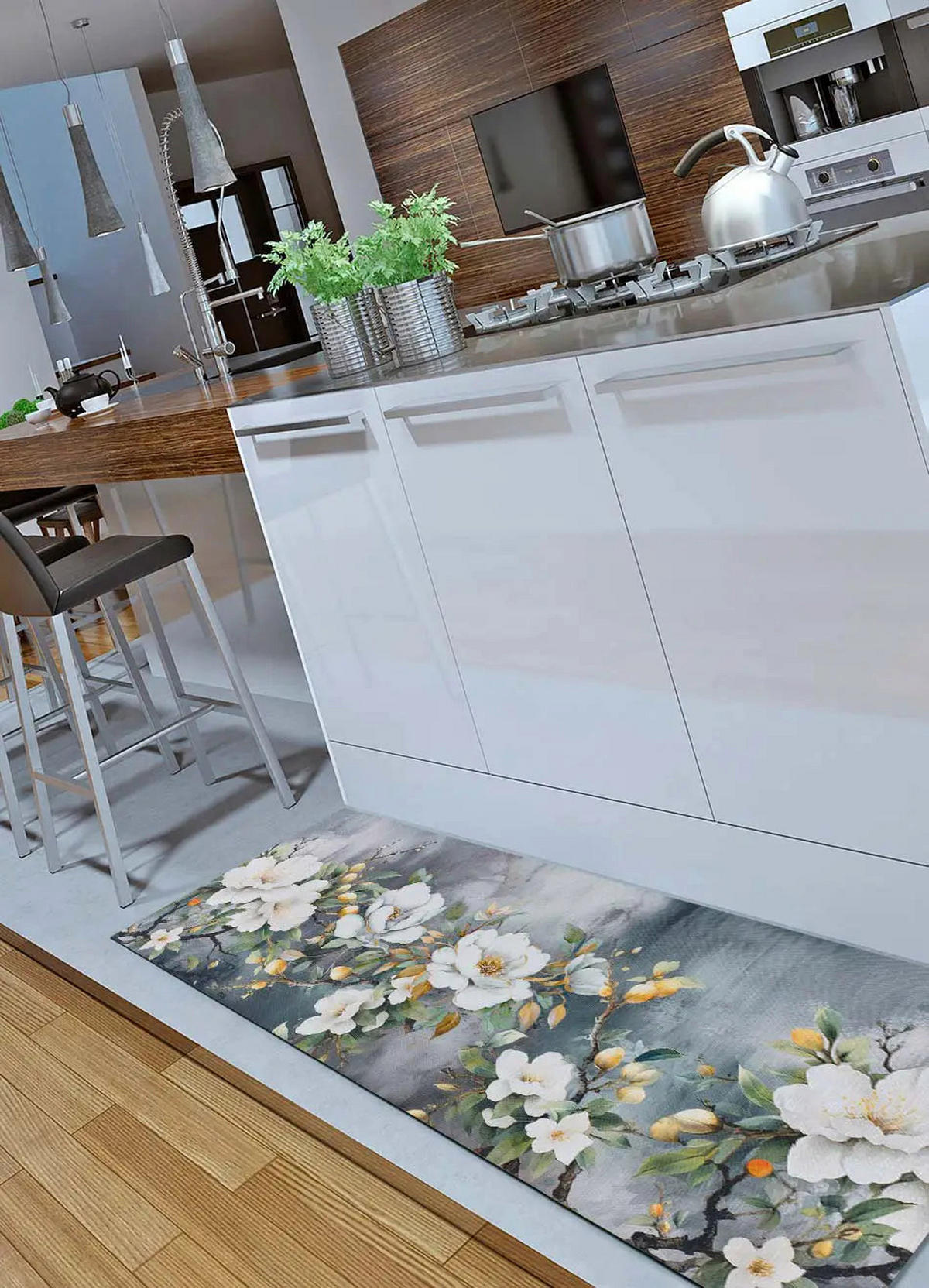 KÜCHENLÄUFER waschbar Mehrfarbig Ricci 52/100 cm - Grau, Kunststoff/Textil (52/100cm) - Atticgo