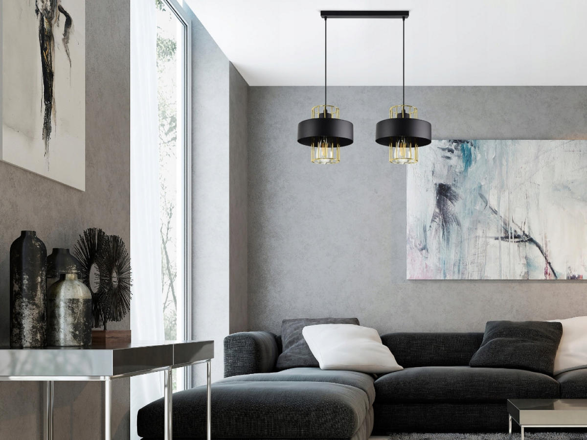 PENDELLEUCHTE LOFT - Goldfarben/Schwarz, Metall (20/60/90cm) - kiki design