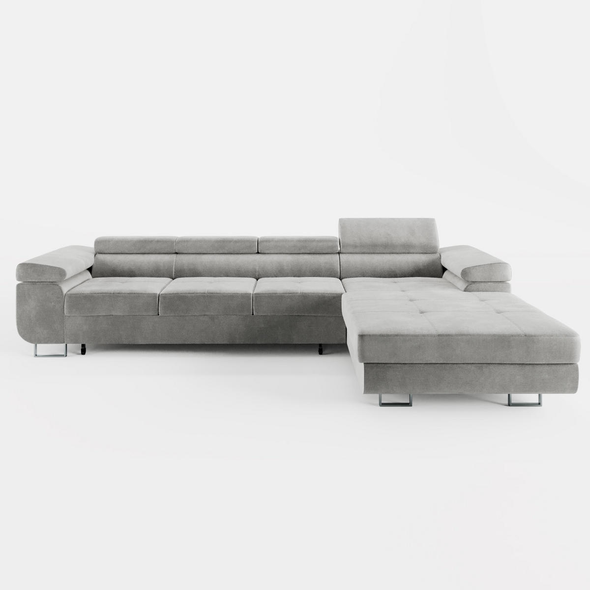 ECKSOFA VEMO CORE PLUS Rechts Schwarz Velours-Stoff mit Schlaffunktion und Bettkasten - Schwarz, Holz/Metall (335/205cm) - Barchello