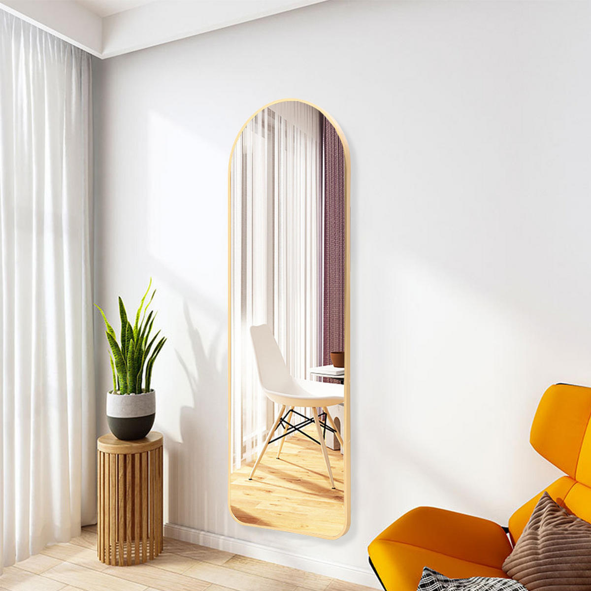 GANZKÖRPERSPIEGEL 40/120/2.8 cm Gewölbt Aluminiumrahmen Gold - Goldfarben, Glas/Metall (40/2.8/120cm) - Livingandhome
