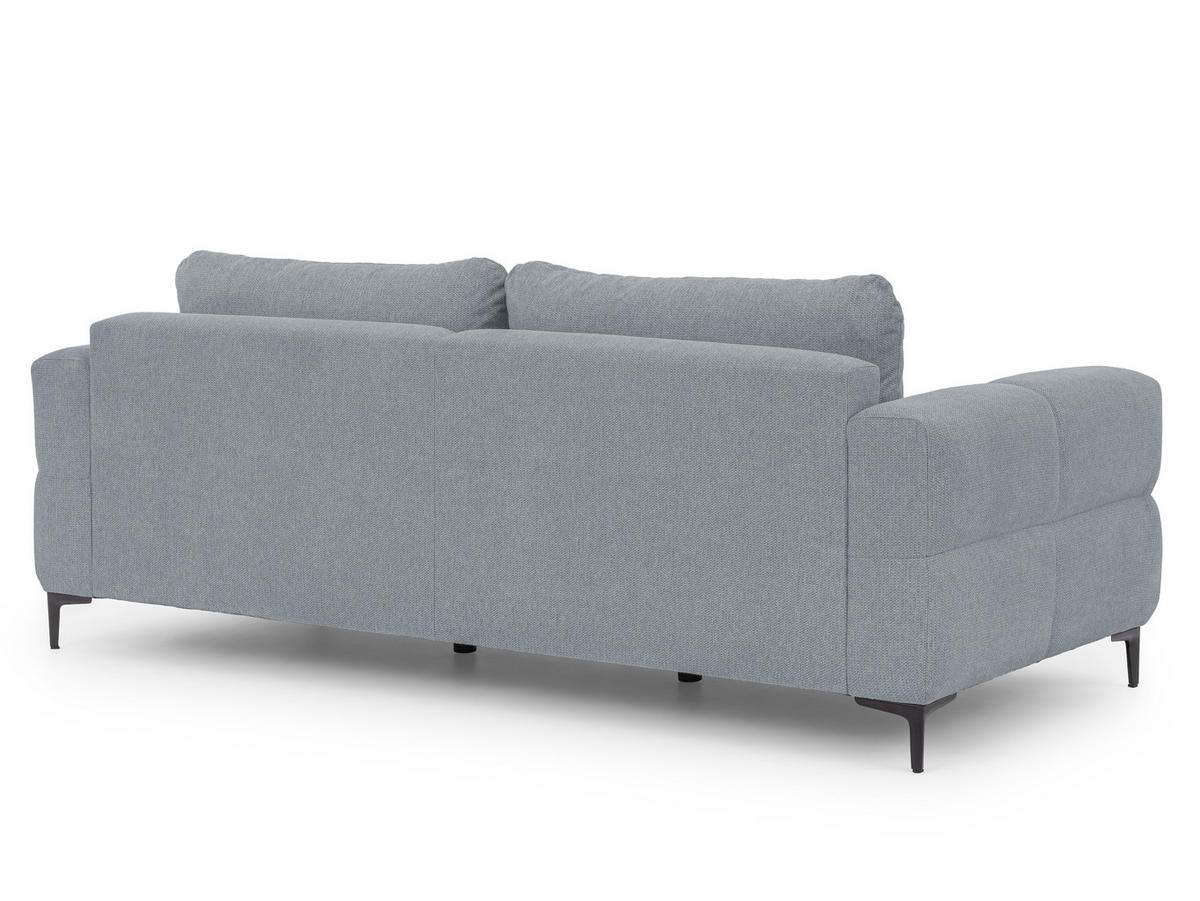 SITZGARNITUR 3+2+1 Cardea in Bubble-Optik aus weichem Grau Strukturstoff mit hohem Sitzkomfort - Schwarz/Grau, Holz/Textil (217/80/97cm) - S-Style Möbel