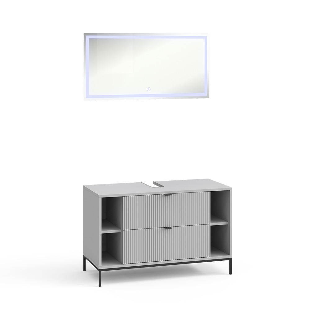 BADMÖBEL-SET Eliza Grau 2 Teile - Grau, Holzwerkstoff (100/63/45.1cm) - Vicco