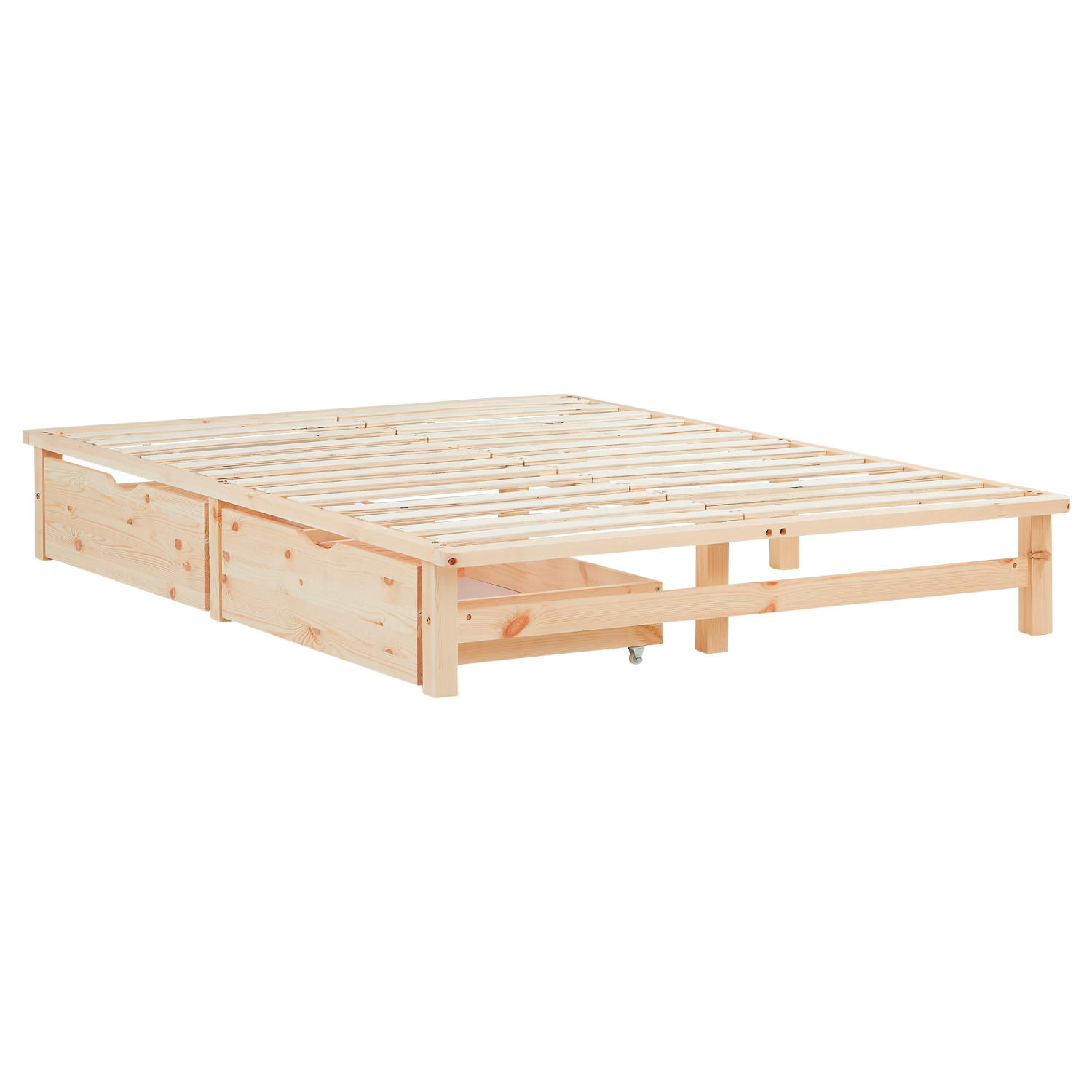 HOLZBETT mit Stauraum 140/200 cm natur - Braun, Holz (140/200cm) - Homestyle4u