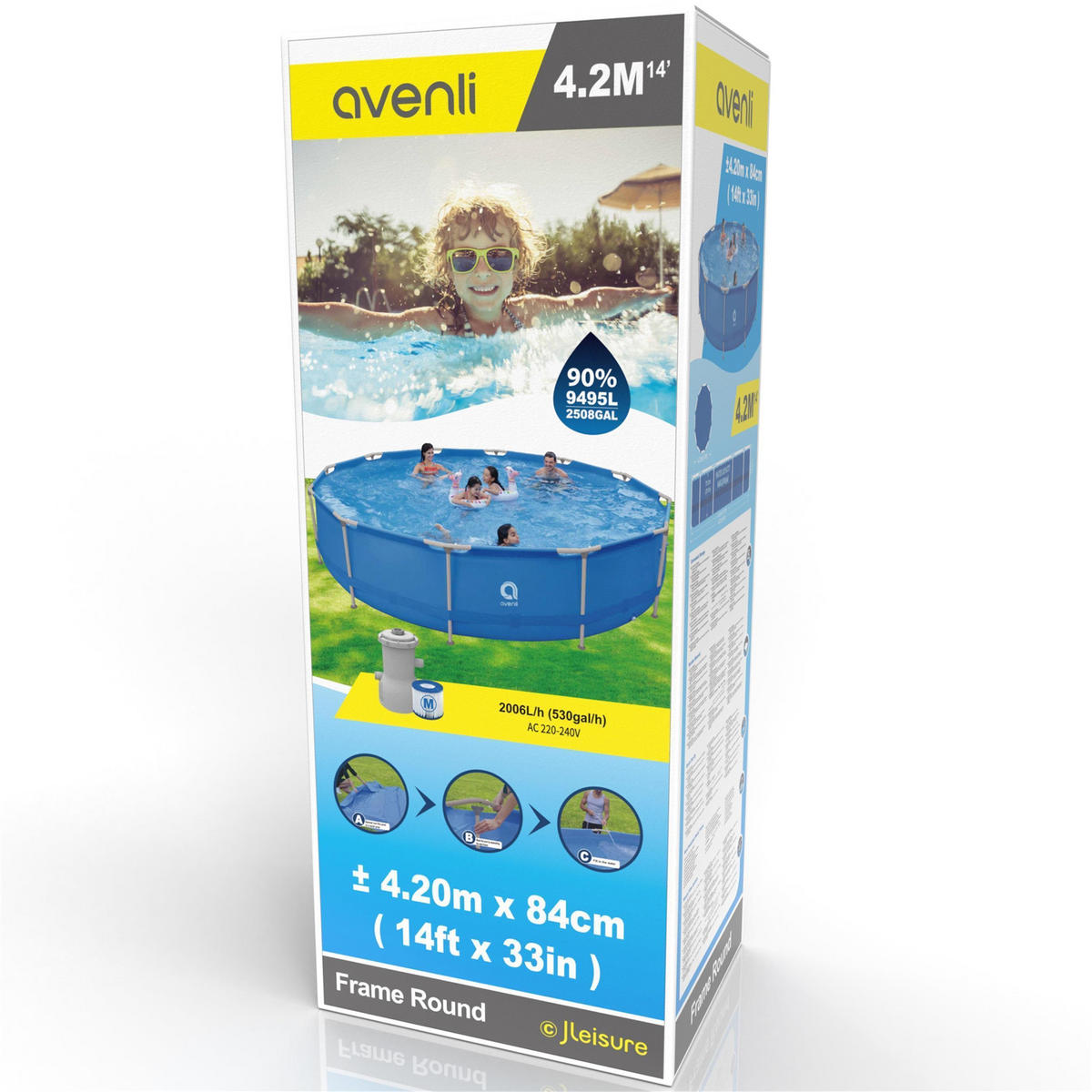 POOL Komplettset Framepool rund 420 x 84 cm blau mit Filterpumpe - Blau, Kunststoff (420/84/420cm) - Avenli