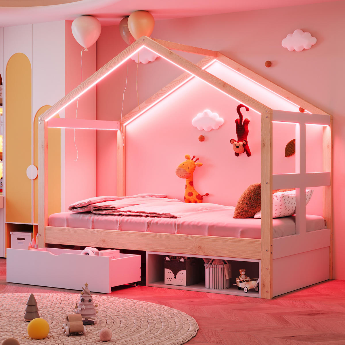 HAUSBETT 90/190 cm Holz - Naturfarben, Holz - Raumix