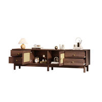 TV-SCHRANK in dunkler Holzoptik mit Rattantüren und 4 Schubladen 180/35/44 cm - Braun, Holzwerkstoff (180/44/35cm) - Redom