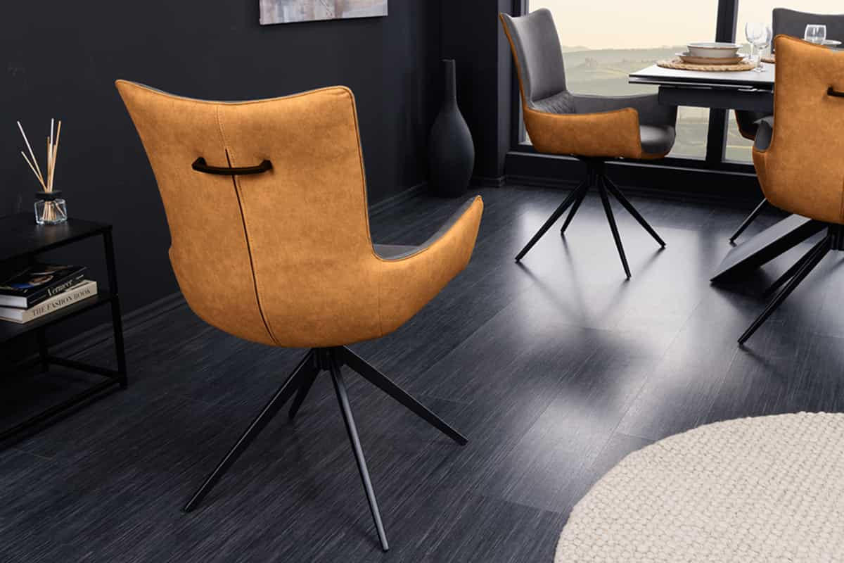 STUHL ALPINE Microfaser Grau 90 cm - Schwarz/Braun, Textil/Metall (58/89/65cm) - riess-ambiente