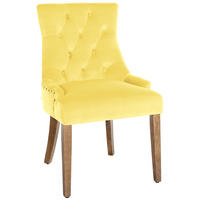 STUHL Samt gelb - Gelb/Naturfarben, Holz/Textil (55/92/58cm) - CLP