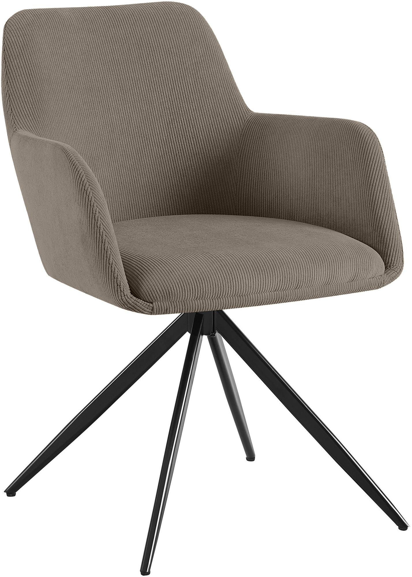 ESSZIMMERSTUHL Cord Taupe - Taupe/Schwarz, Textil/Metall (56/81/62cm) - CLP