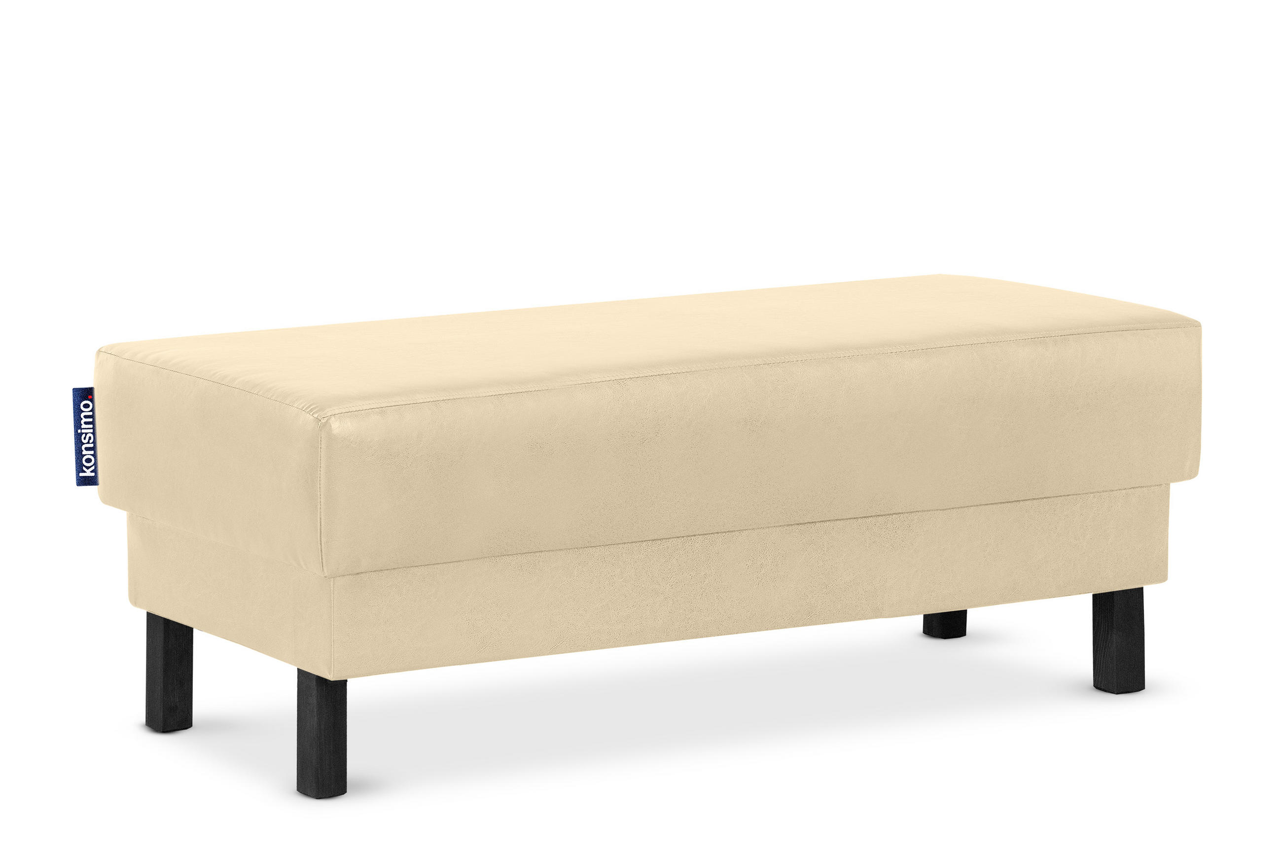 SITZHOCKER ESPECTO auf hohen Holzbeinen, Ecru - Creme/Schwarz, Textil (106/47/56cm) - KONSIMO®