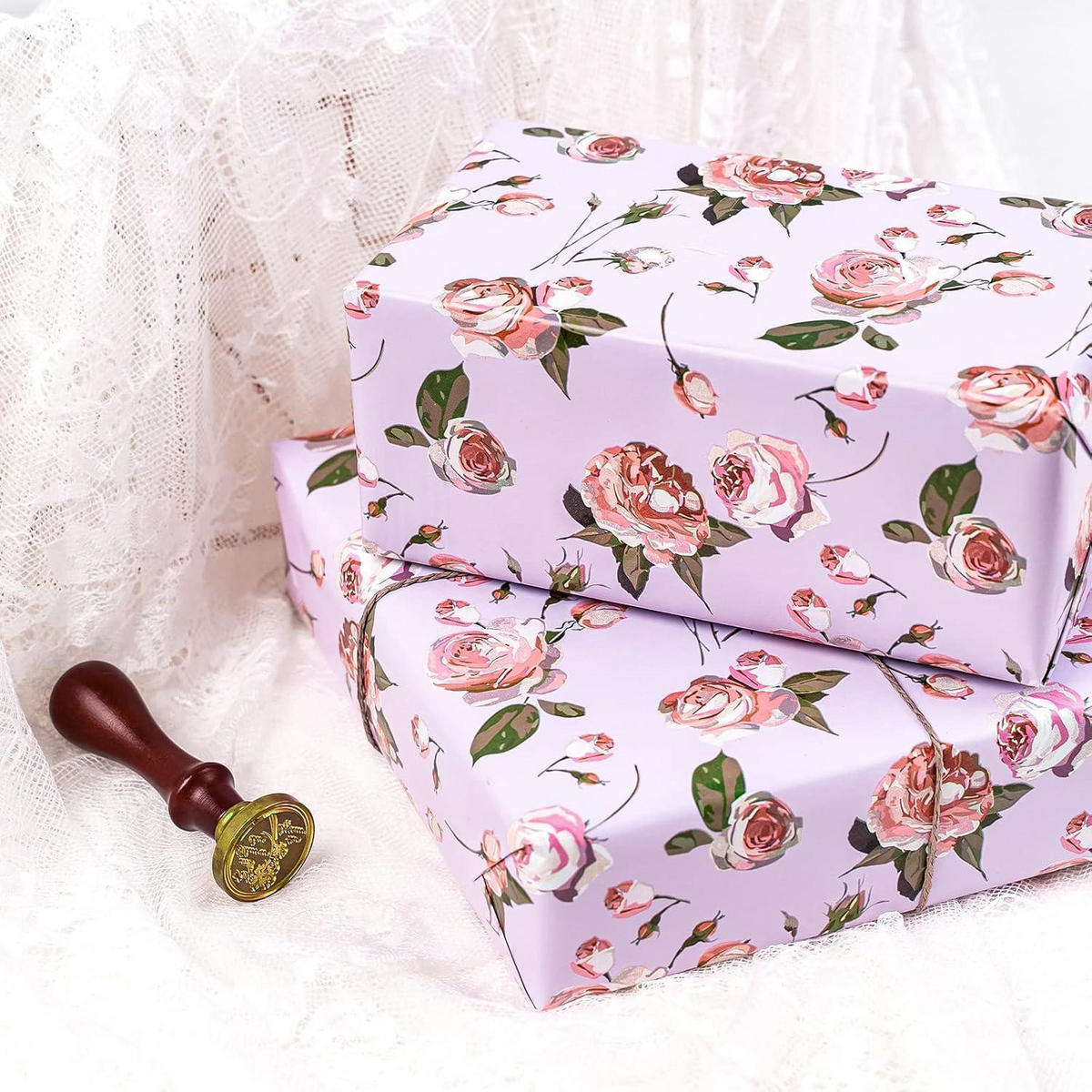 GESCHENKPAPIER 3 Rollen Mini-Rolle 43,2 cm x 3,05 m Rosa Roségold Designs - Multicolor, Papier (10/4/44cm)