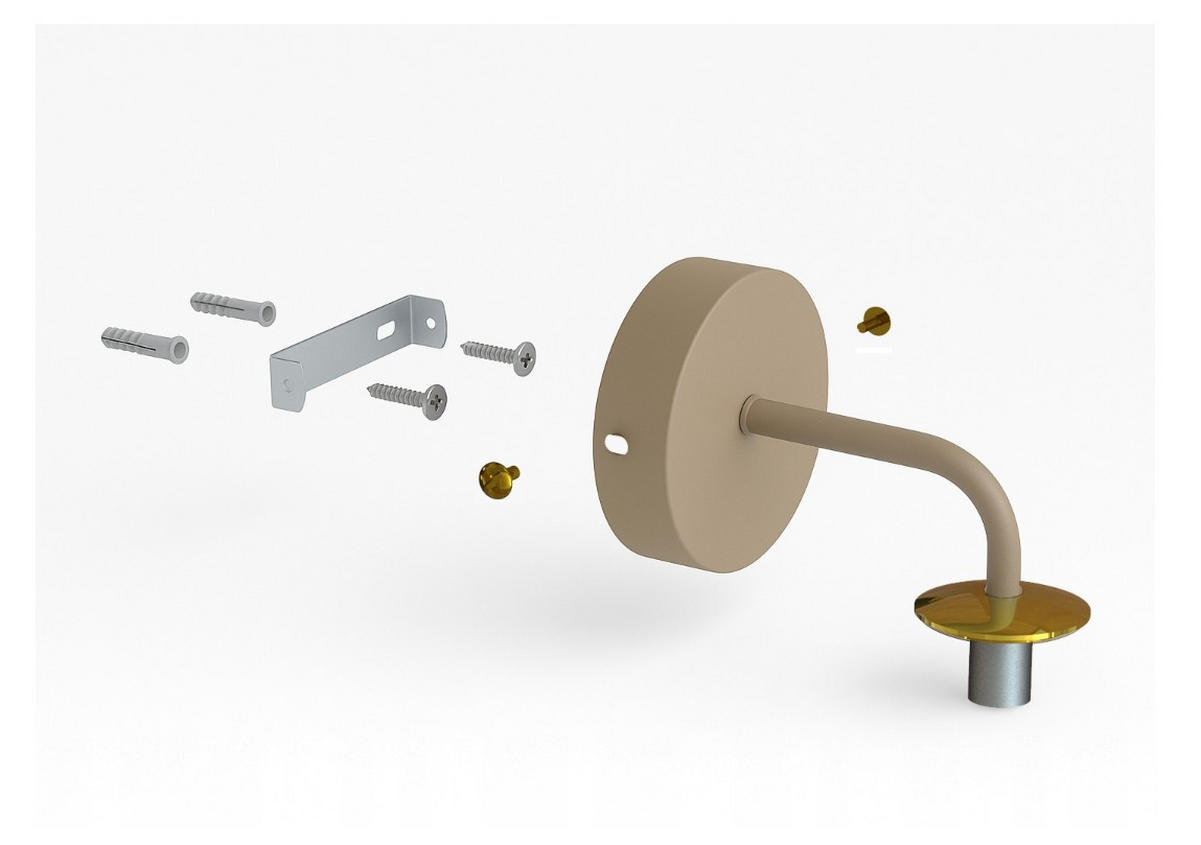 WANDLEUCHTE ECRU II - Beige/Goldfarben, Glas/Metall (19/23/14cm) - kiki design