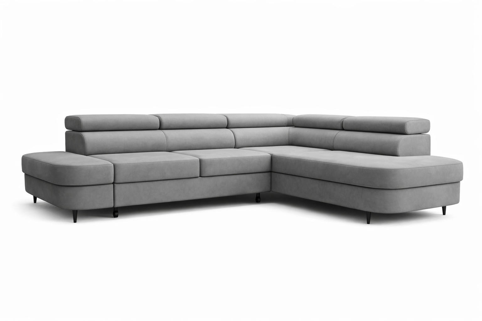 ECKSOFA Priam L-Form mit Schlaffunktion und Stauraum Modern Form Grau - Grau, Holz/Textil (275/203cm) - Muffo