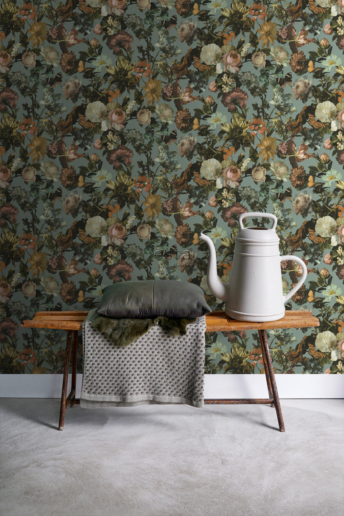 TAPETE Blumen 53 cm x 10.05 m - Blau, Papier (53/1000cm) - ESTAhome