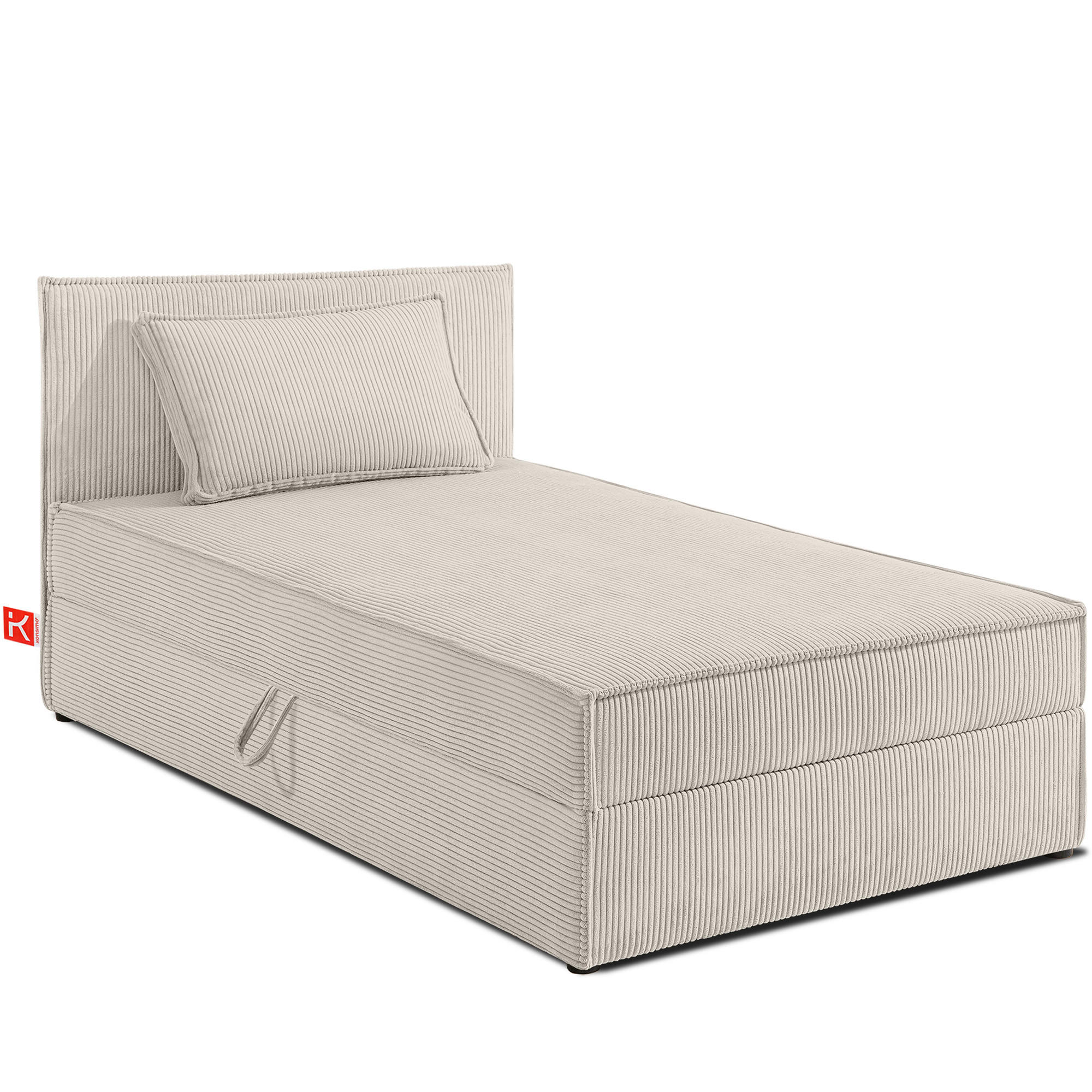 BOXSPRINGBETT ROTI Einzelbett, cremefarben - Creme/Schwarz, Holz/Holzwerkstoff (100/200cm) - KONSIMO®
