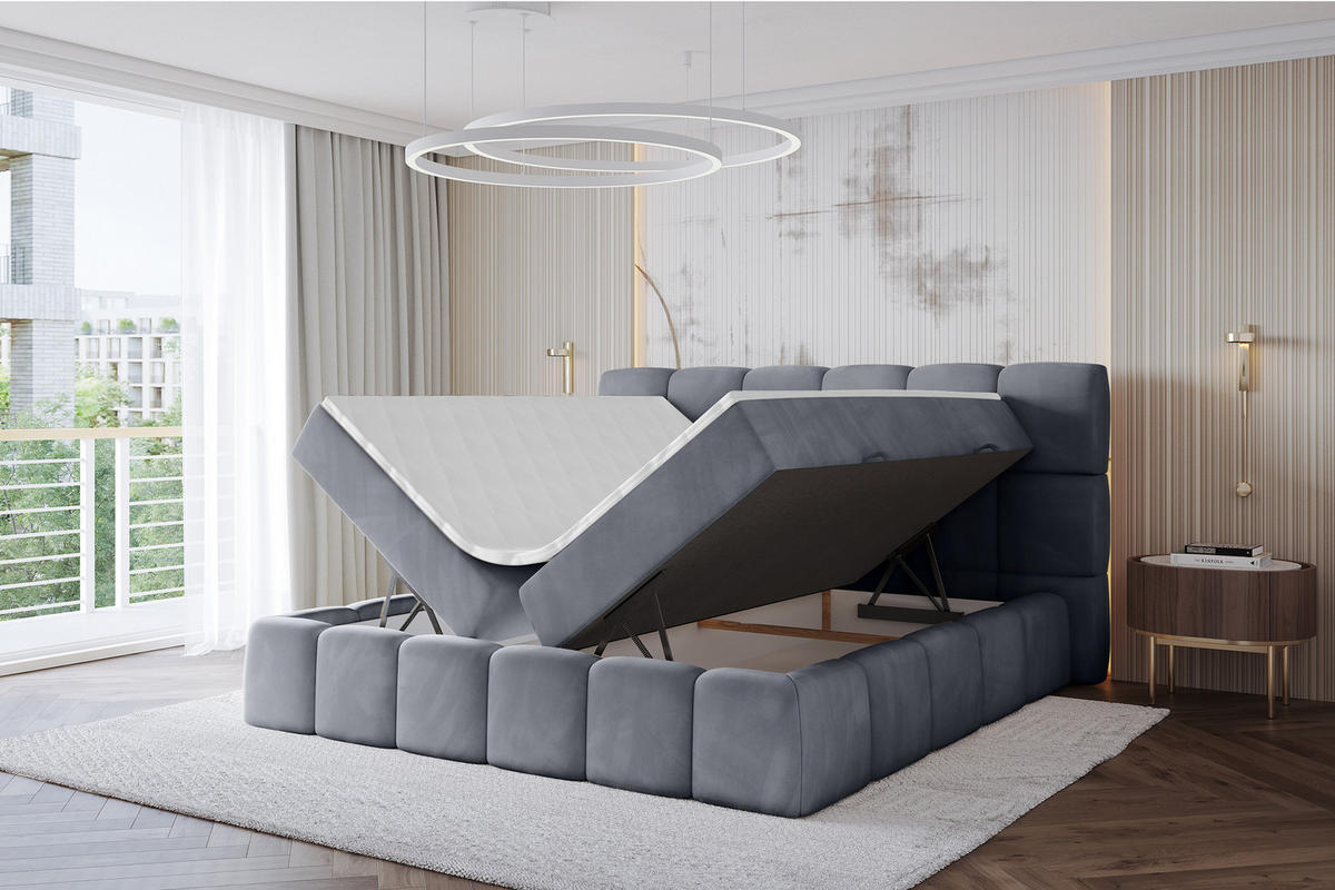 BOXBETT - AURI-H3 - 120x200 Grau Casablanca - Grau, Holzwerkstoff (120/200cm) - ALTDECOR