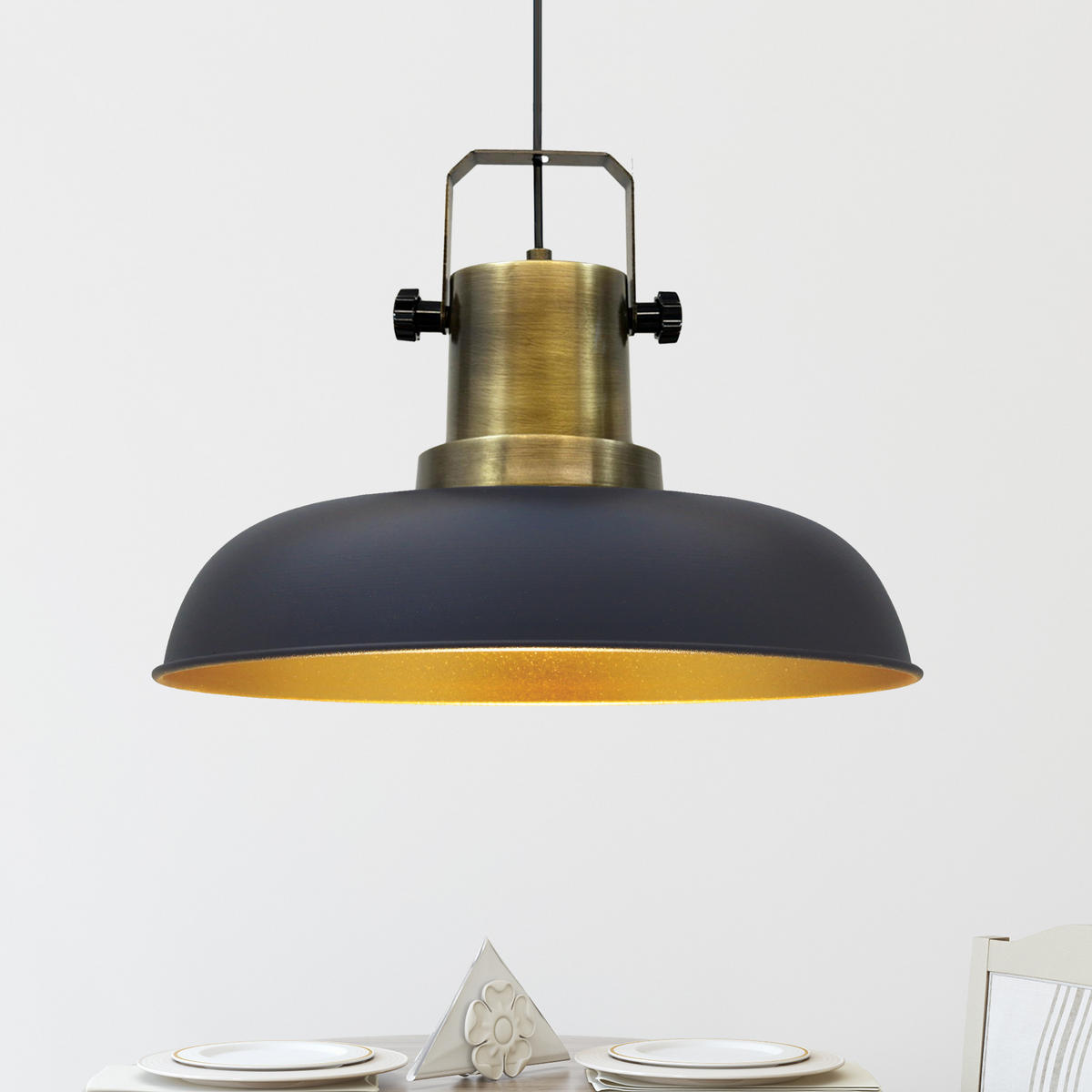 PENDELLEUCHTE Nota 31/35 cm - Goldfarben/Schwarz, Metall (31/35cm) - Bamyum