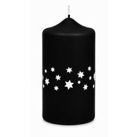 ADVENTSKERZEN Estrellas in Samtlook Schwarz 15 x 7 cm, 4er Set - Schwarz, Paraffin (7/15/15cm) - Kopschitz Kerzen