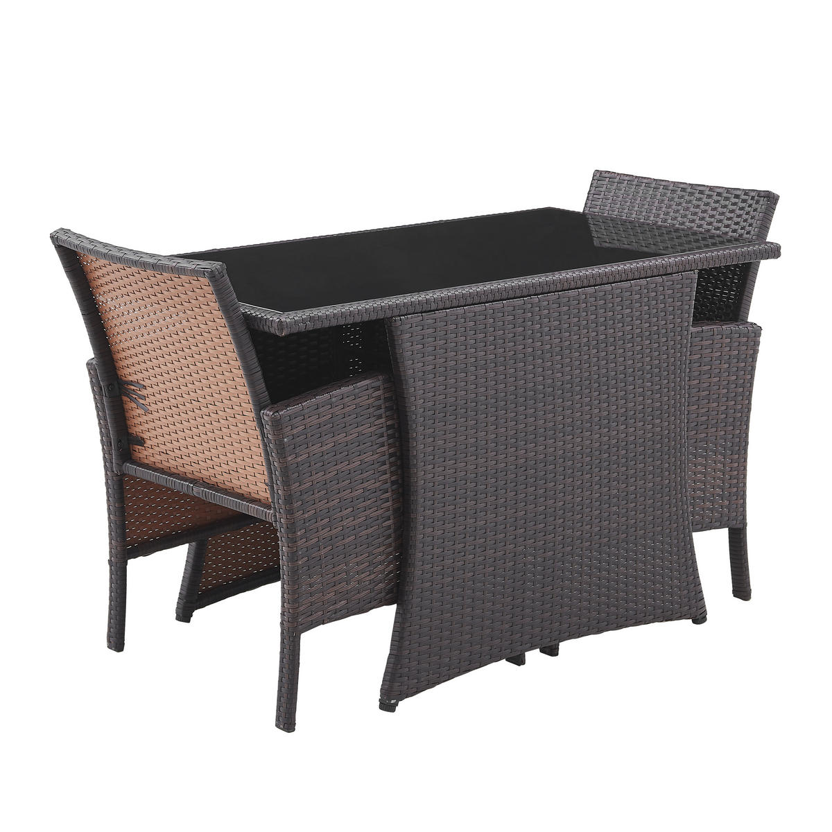 SITZGRUPPE Mubi 2 Sessel, 2 Sitzkissen, 1 Tisch, Braun - Braun, Kunststoff - TPFGarden