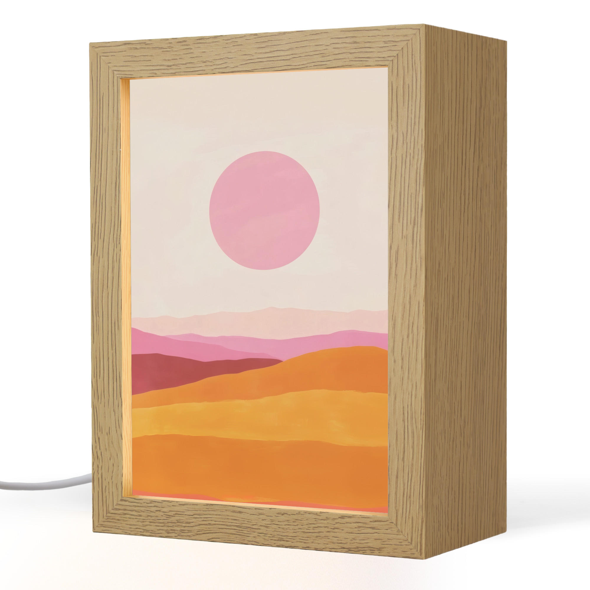 OnlyWow STOLNÍ LAMPA Kopce - oranžová - slunce - abstraktní 15x20 cm