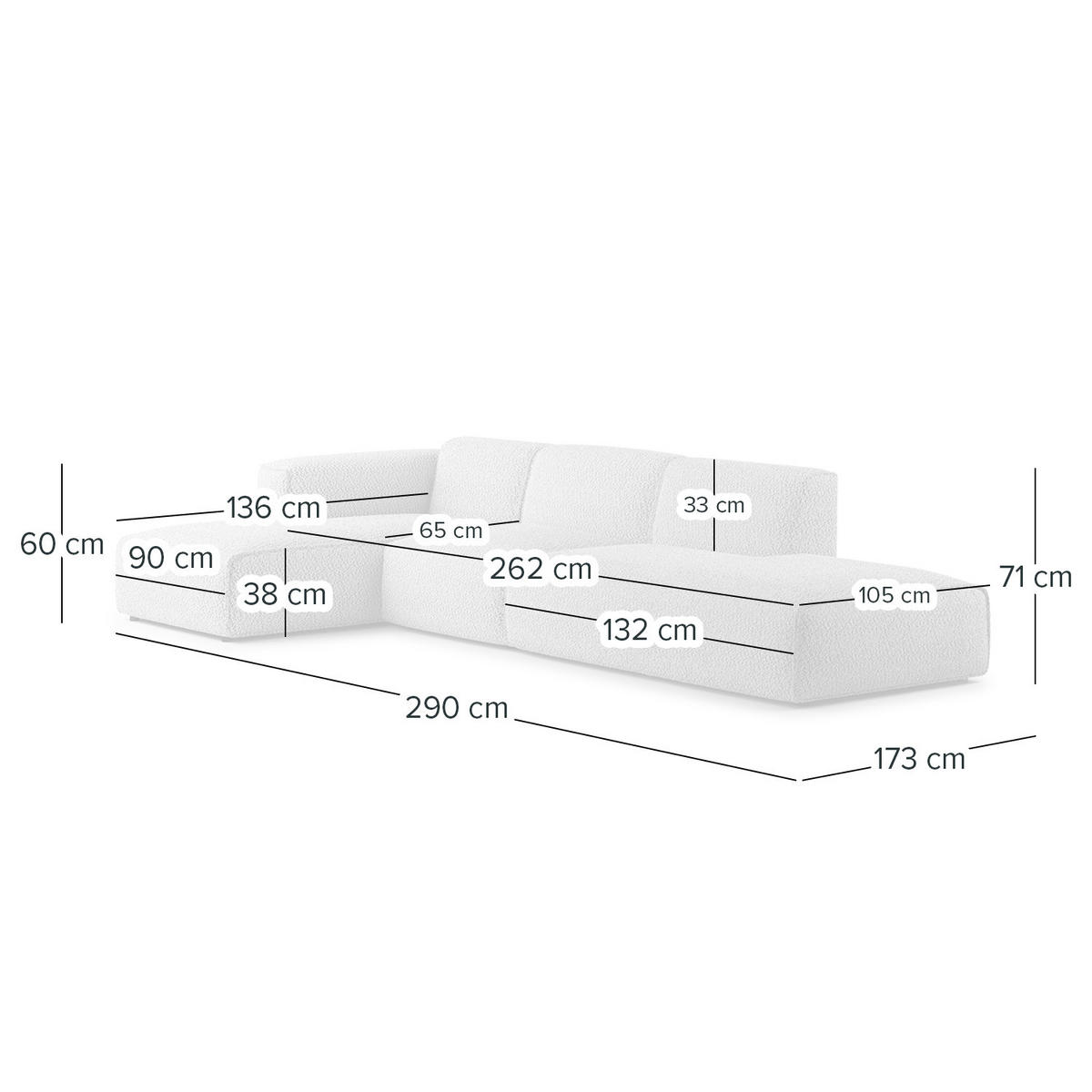 ECKSOFA mit Chaiselongue - Beige/Schwarz, Kunststoff/Textil (290/173cm) - home24