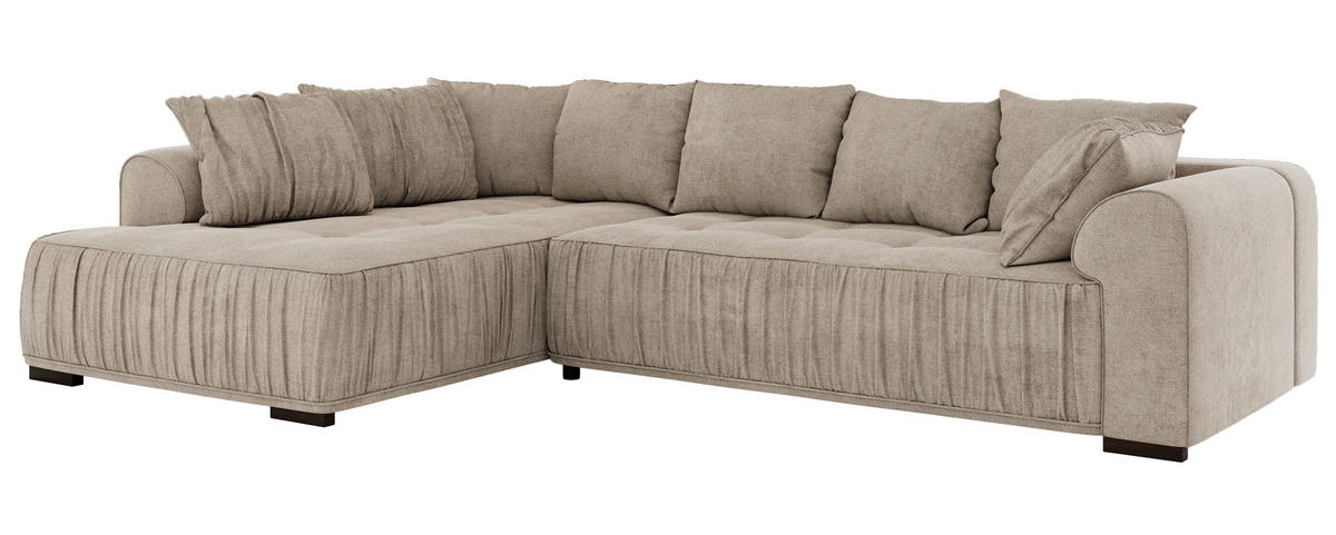 ECKSOFA ORTA Beige Stukture - Links - Beige/Schwarz, Textil (325/200cm) - MKS