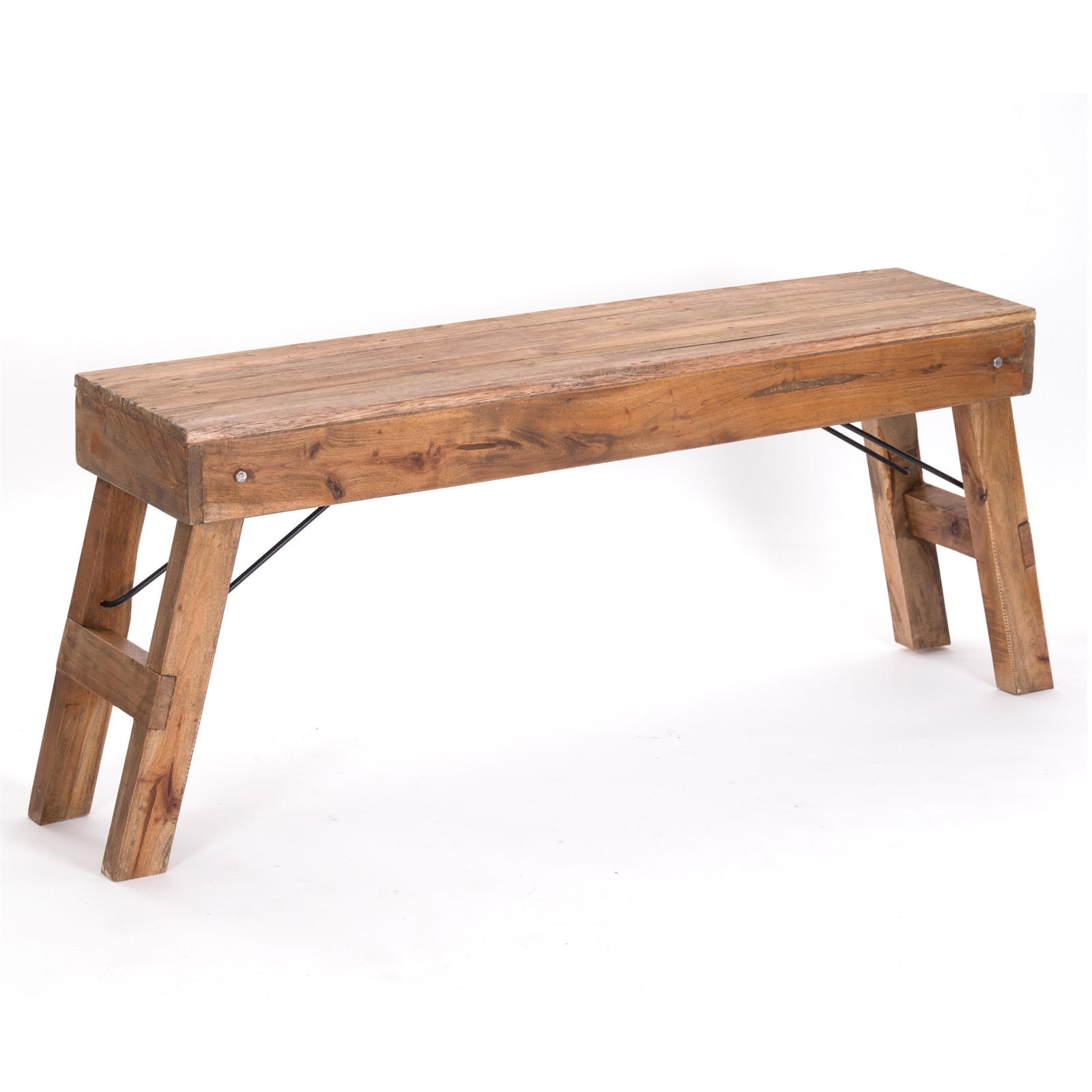 SITZBANK Aldo Recyclingholz massiv, Bein einklappbar 01 natur-vintage - Naturfarben, Holz (112/48/28cm) - DESIGN DELIGHTS