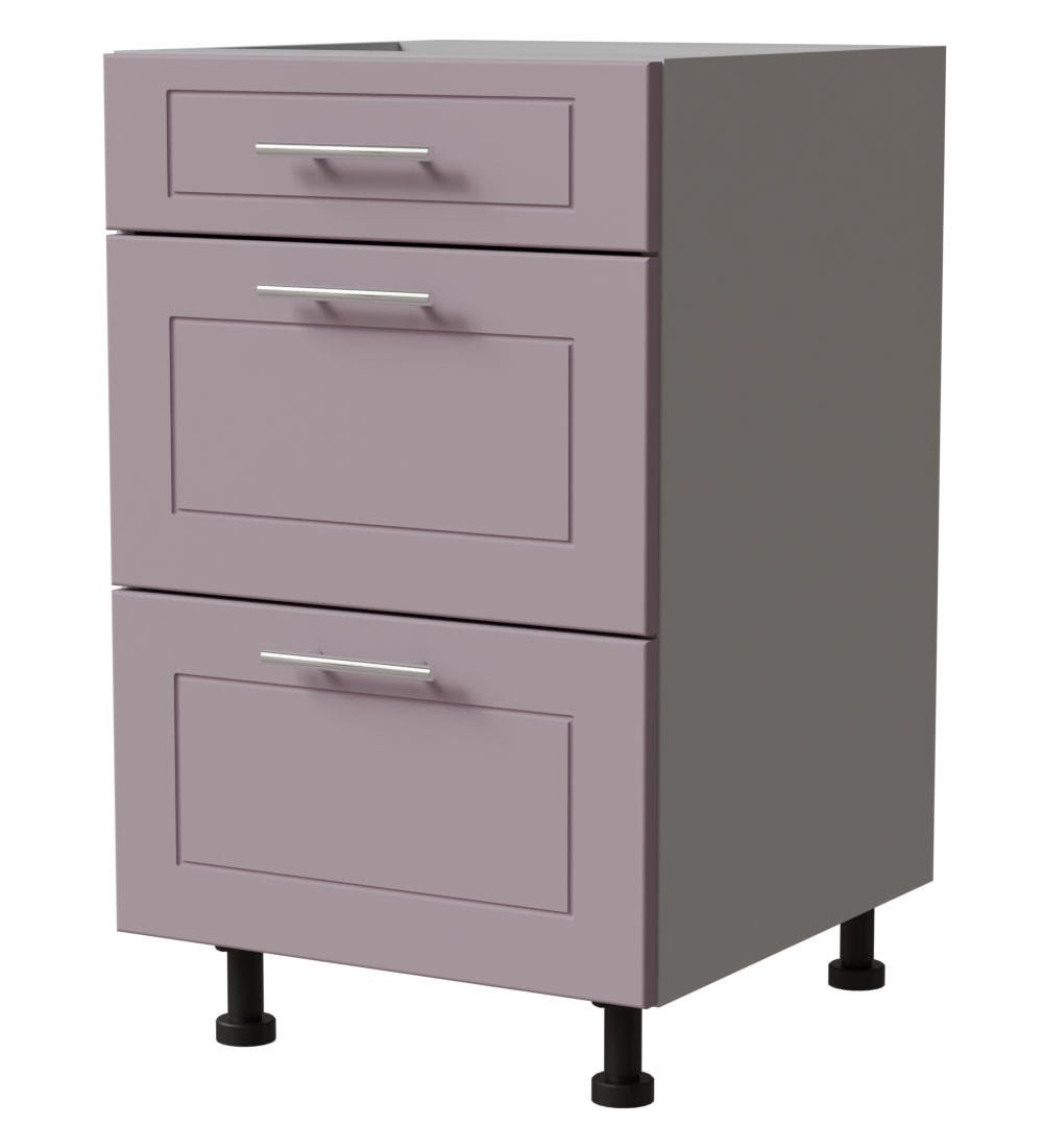 SCHUBLADENUNTERSCHRANK Bari D3/50 Grau / RAL 4009 pastellviolett 50 / 50 / 82cm Blum Teilauszug - Violett/Grau, Holz/Holzwerkstoff (50/82/50cm) - Feldmann-Wohnen