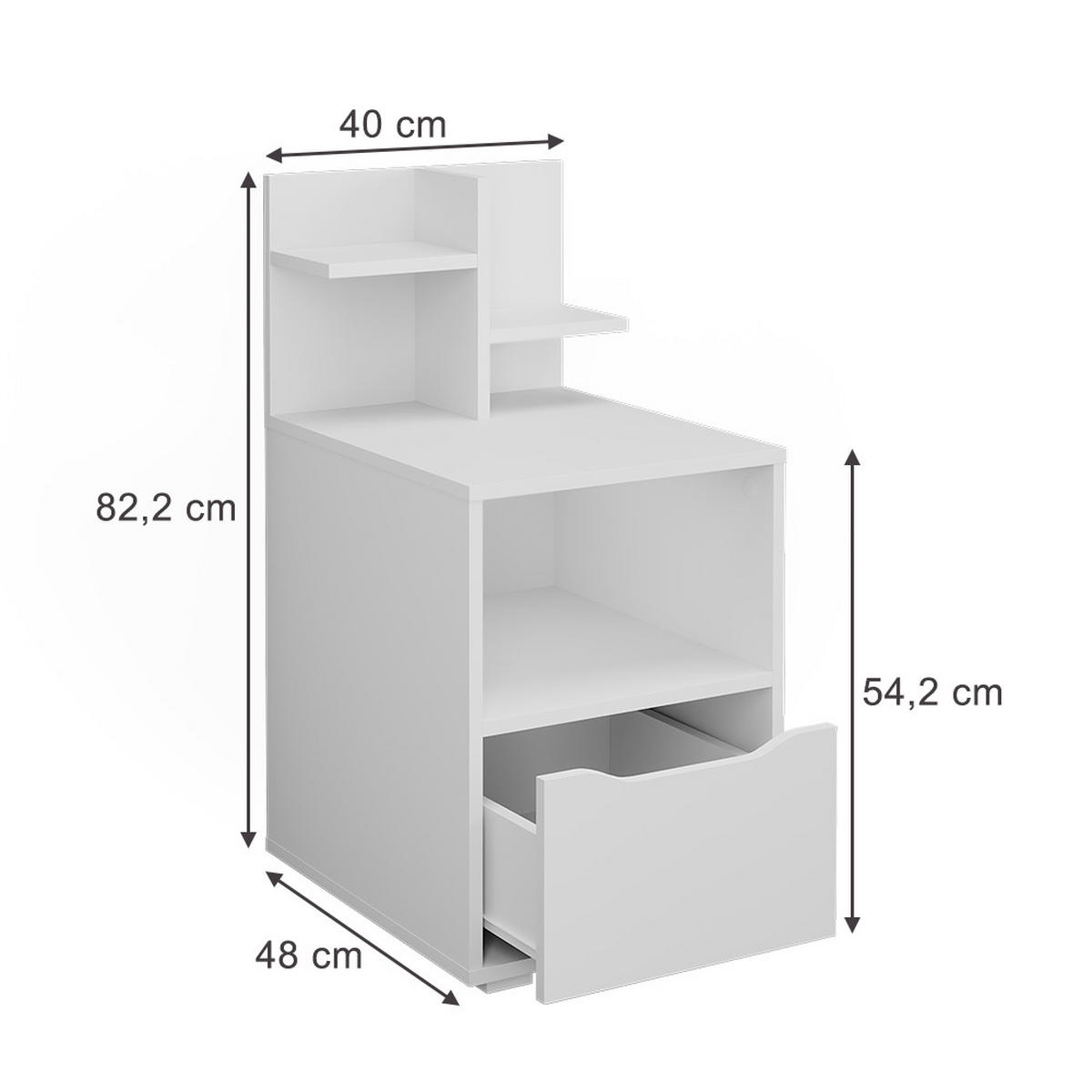 NACHTTISCH Ruben Weiß 40 x 82.2 cm mit Schublade - Weiß, Holzwerkstoff (40/82.2/48cm) - Vicco